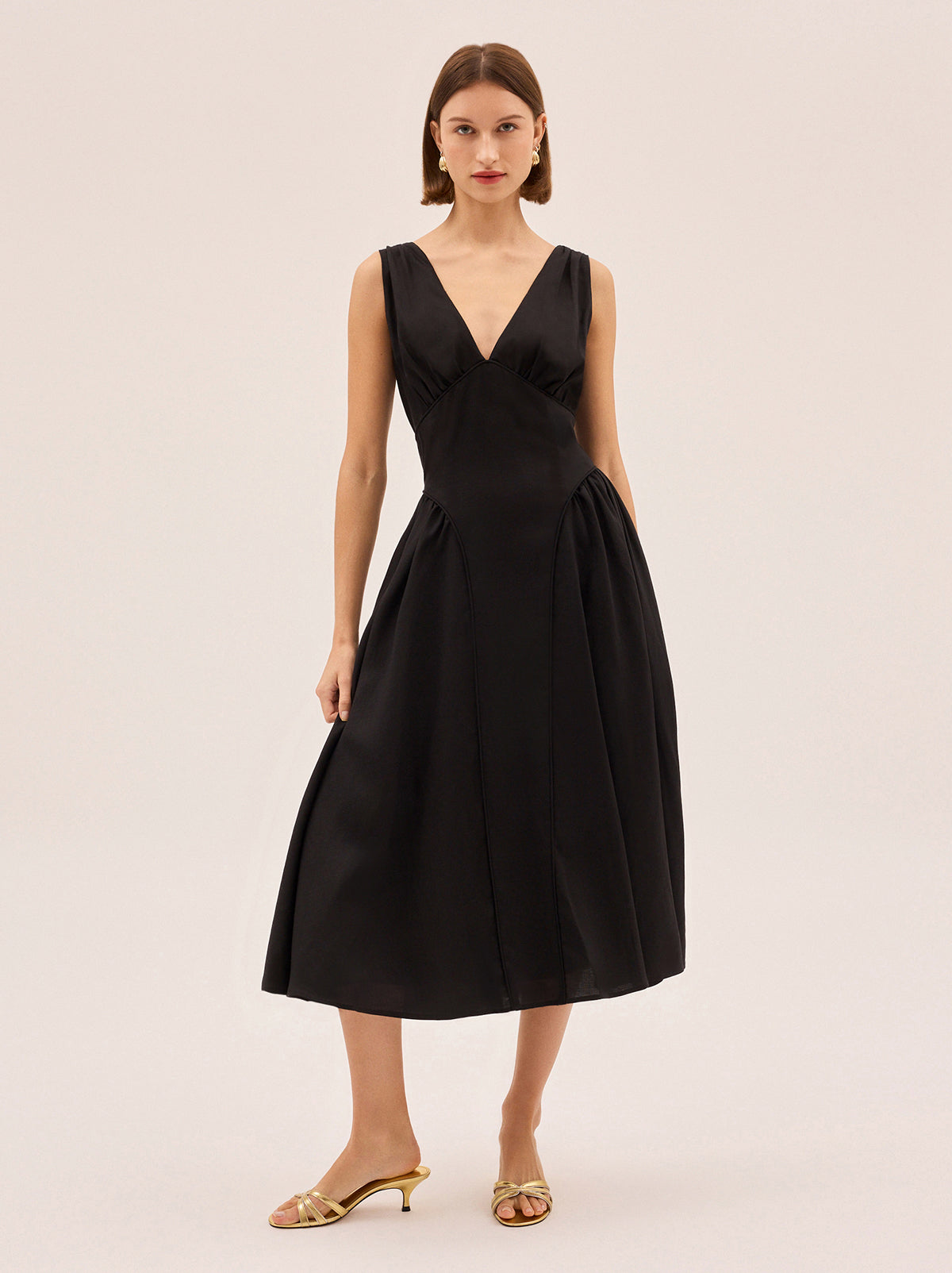 Laura Black Linen Blend Dress
