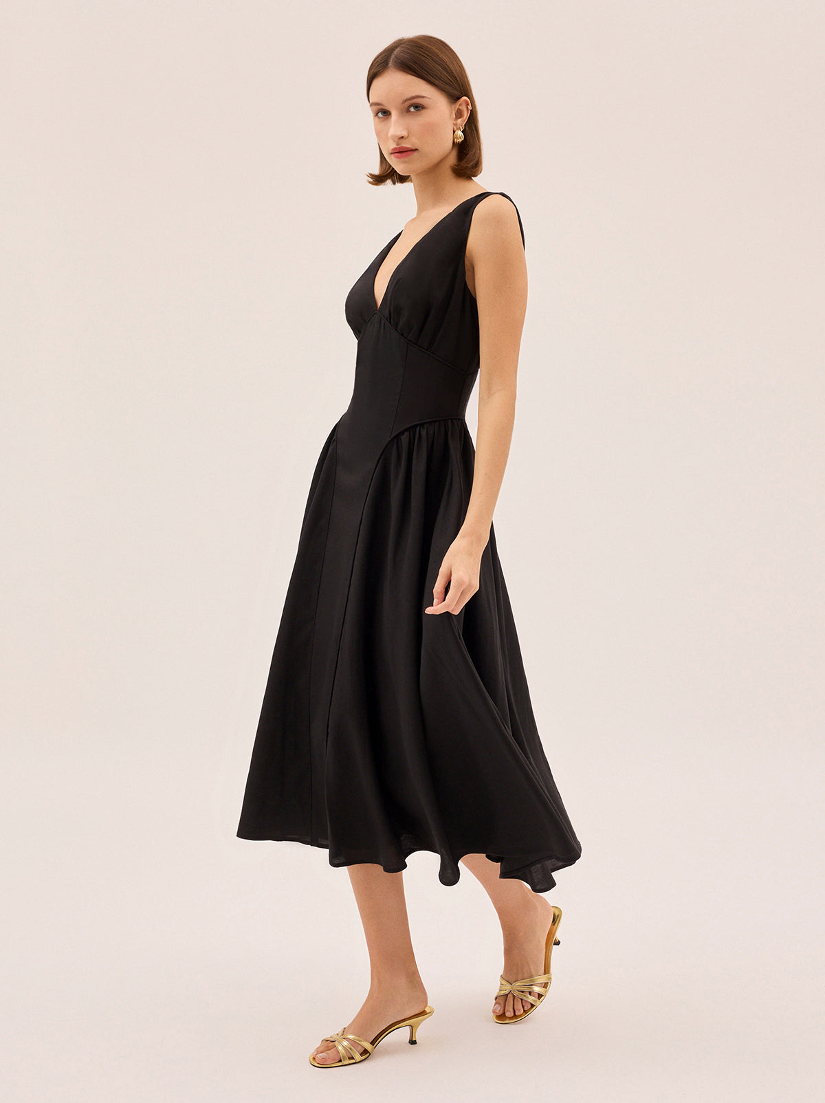Laura Black Linen Blend Dress