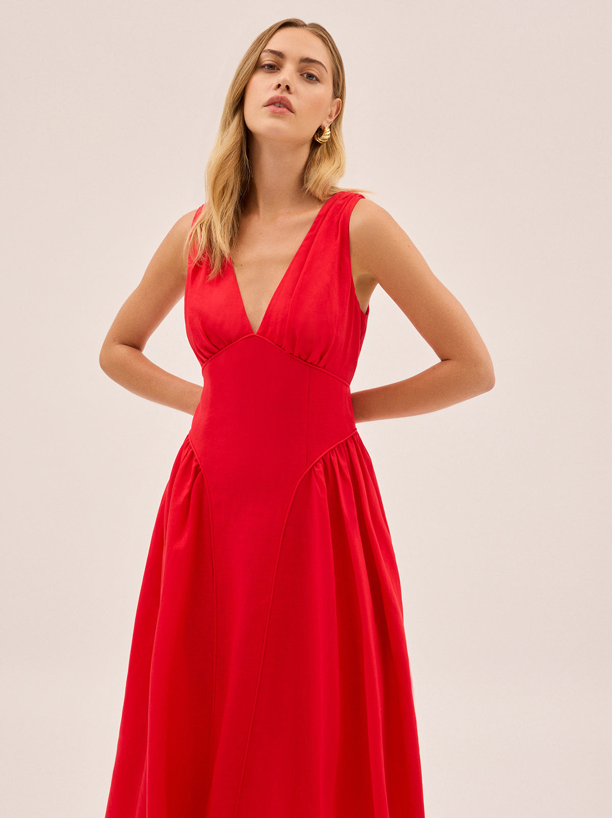 Laura Red Linen Blend Dress
