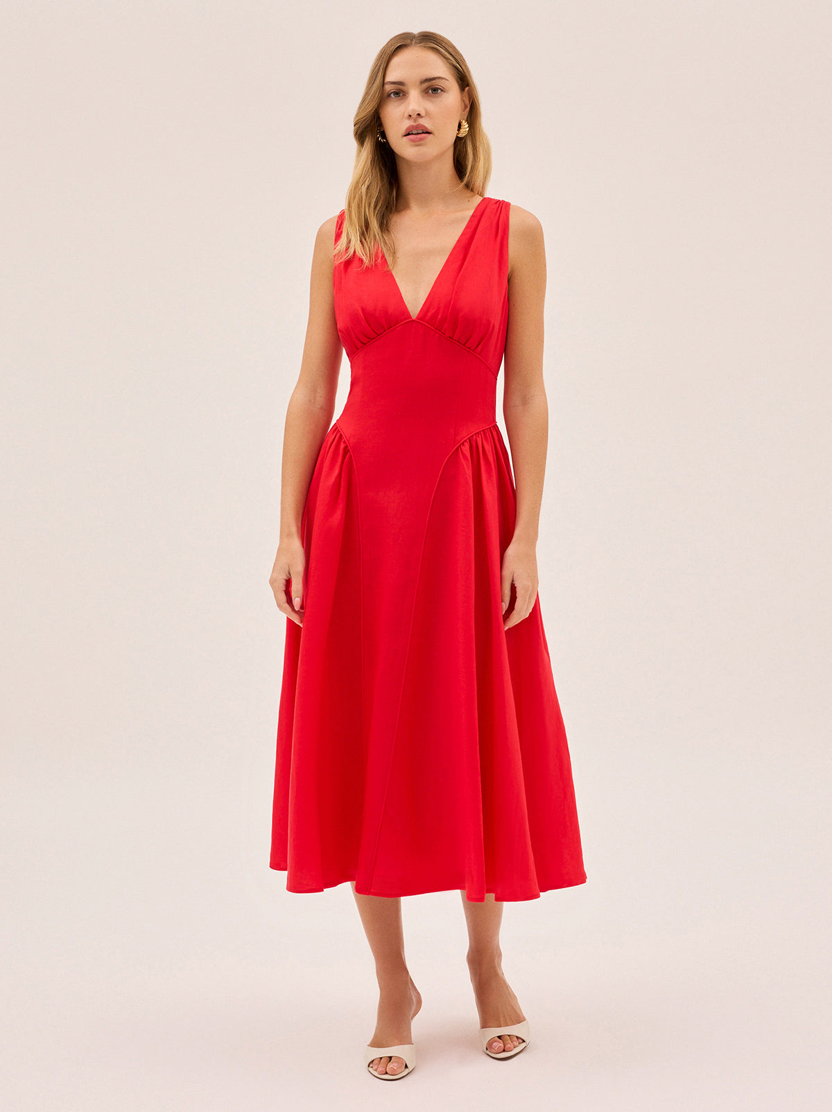 Laura Red Linen Blend Dress