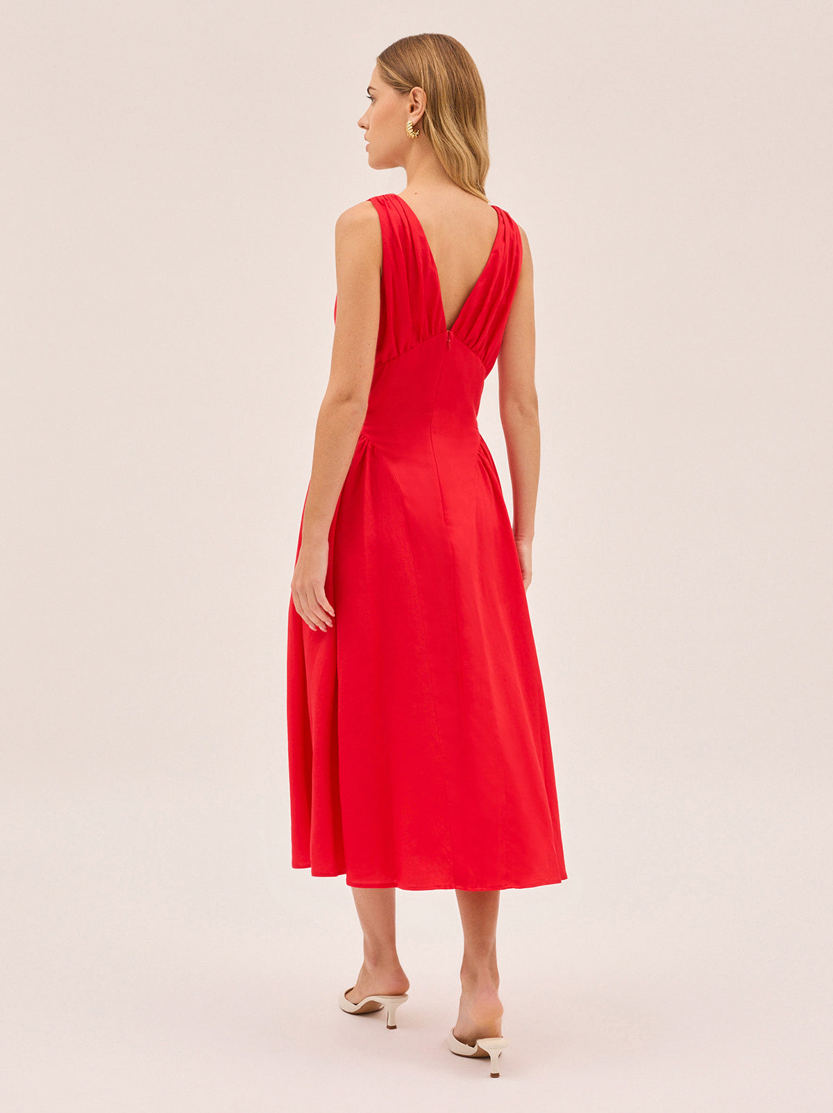 Laura Red Linen Blend Dress