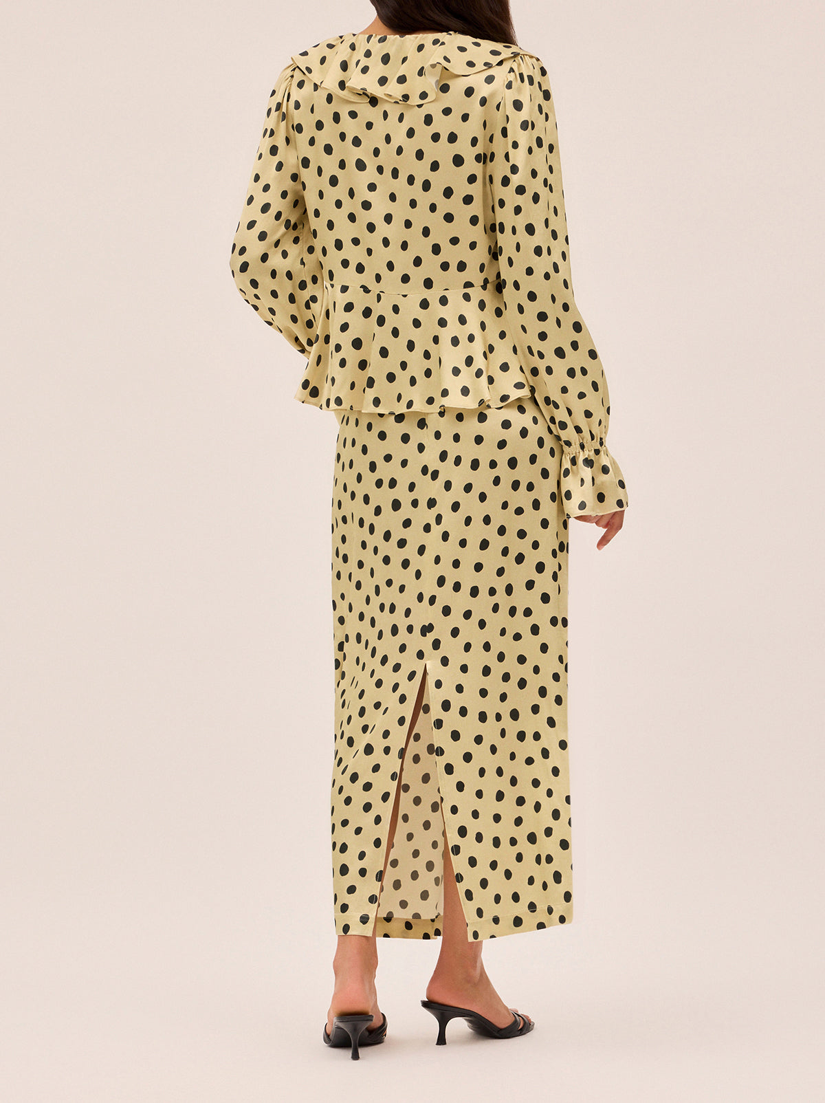 Laurel Butter Polka Dot Satin Skirt