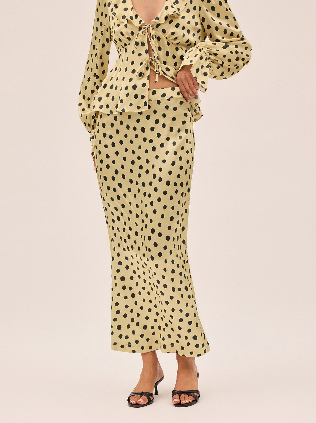 Laurel Butter Polka Dot Satin Skirt