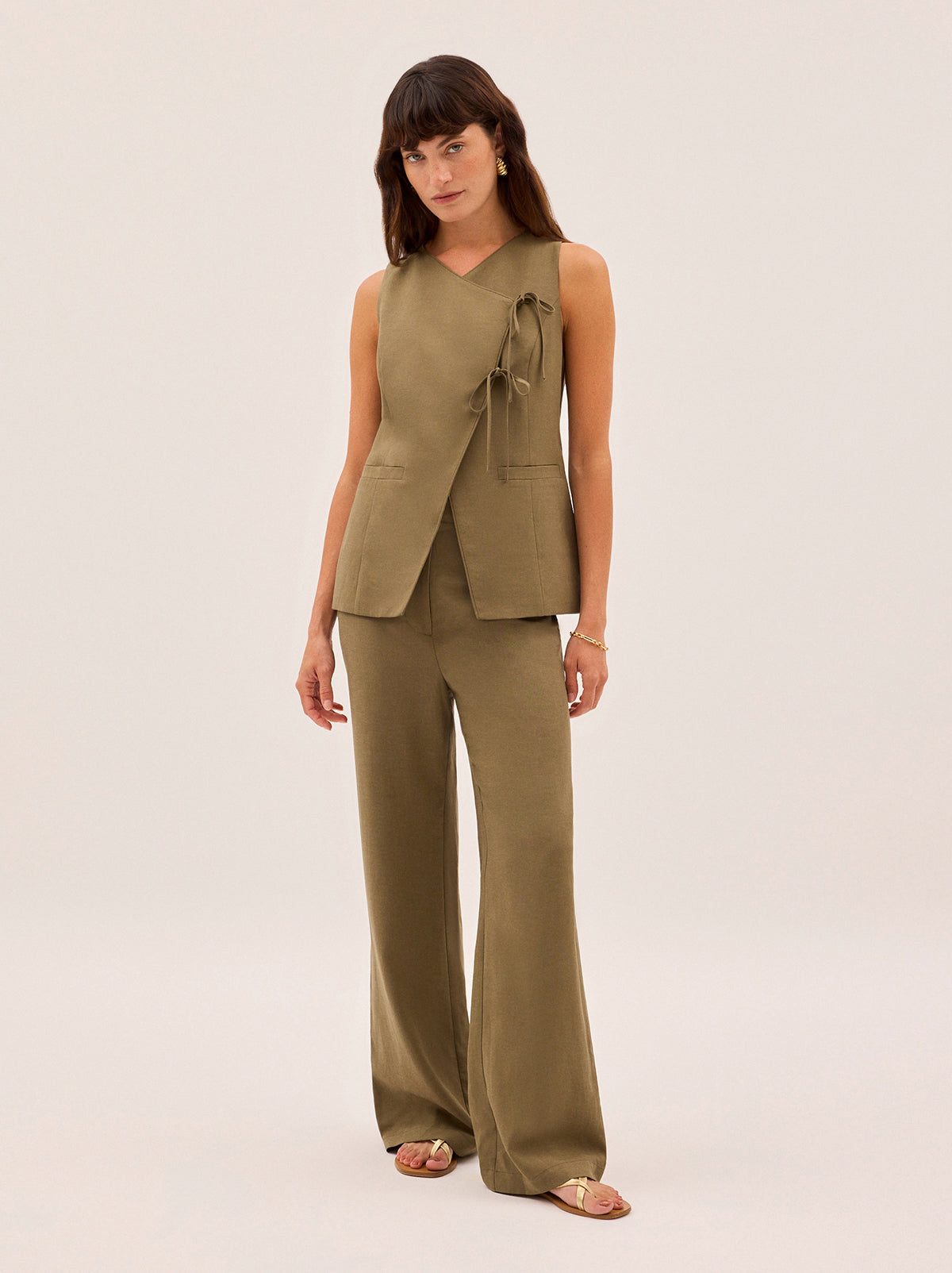 Ada Khaki Tailored Trousers