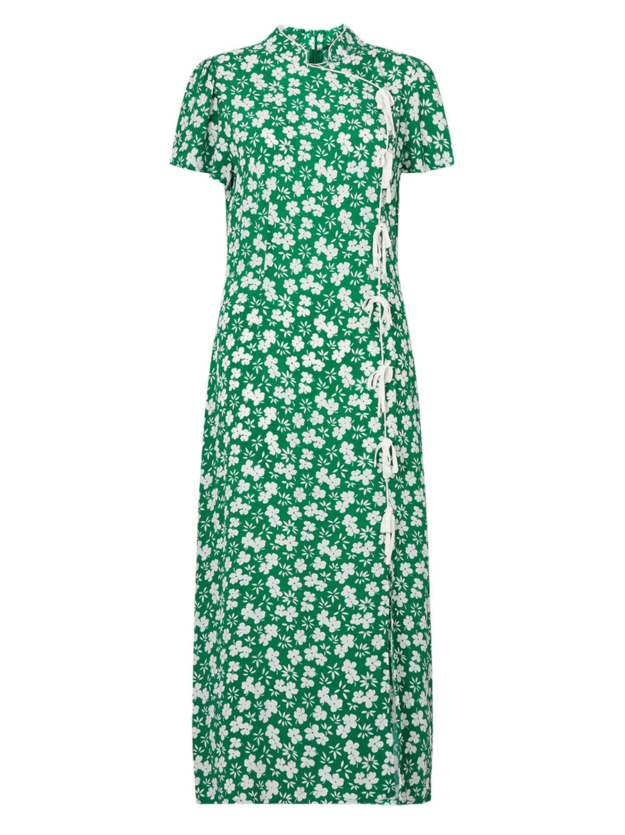 Leia Green Floral Midi Dress