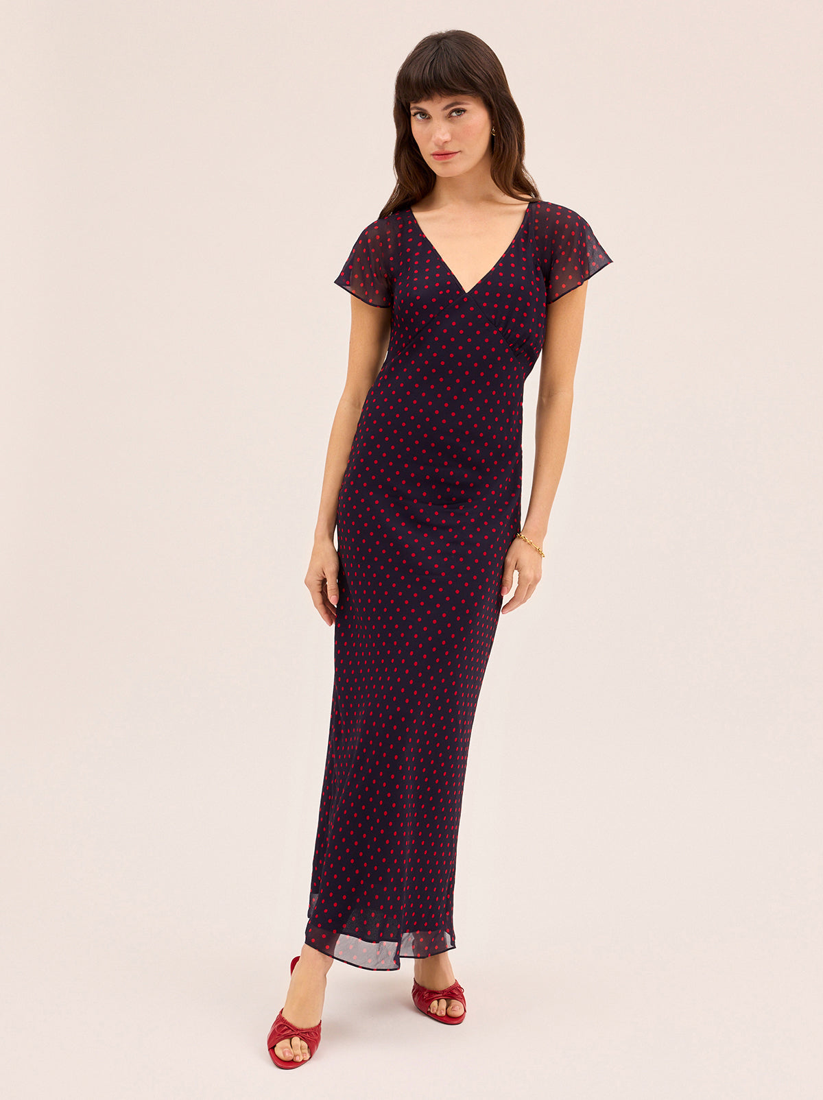 Libby Navy Pin Dot Print Dress