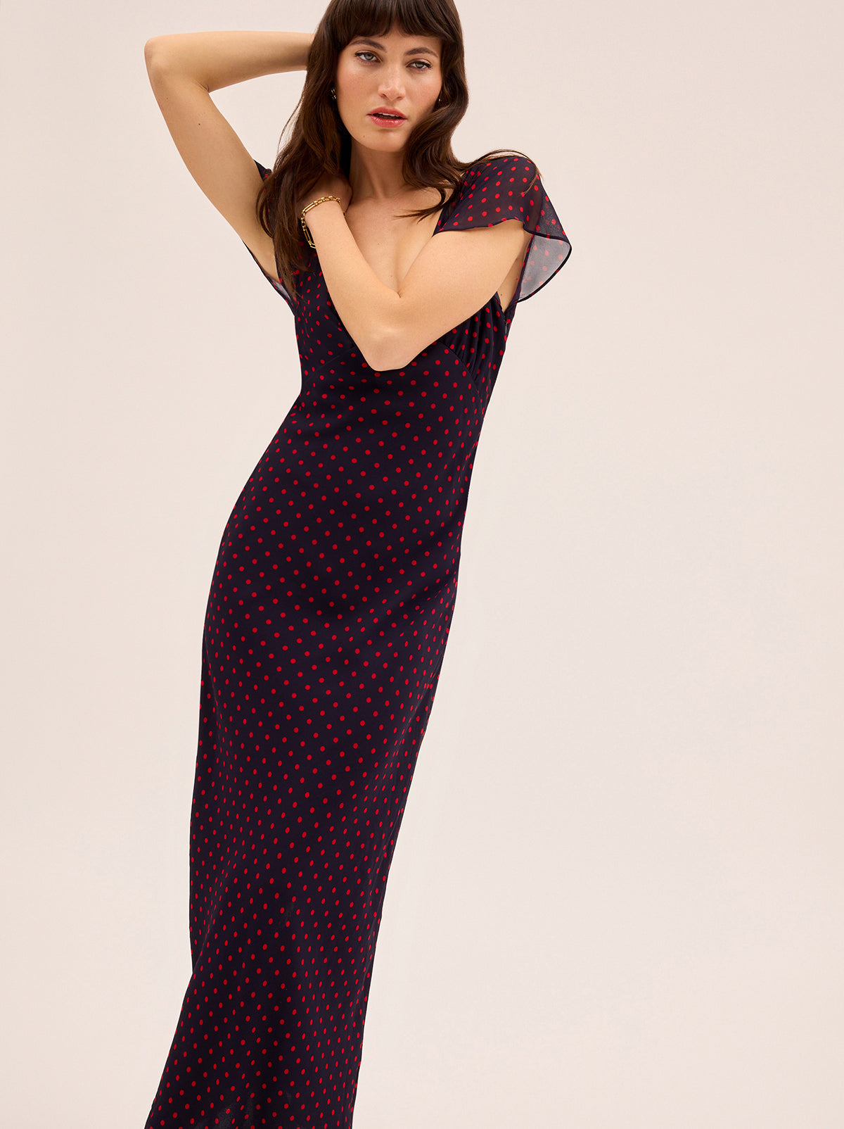 Libby Navy Pin Dot Print Dress