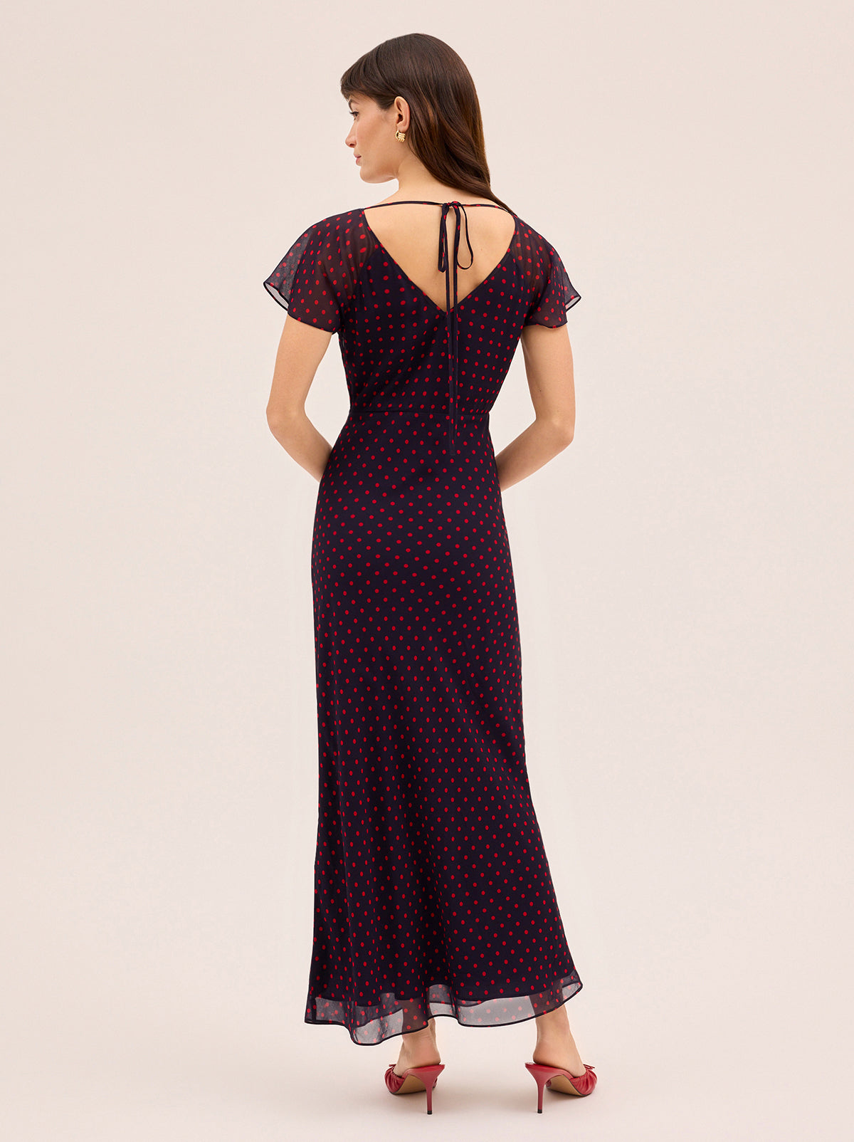 Libby Navy Pin Dot Print Dress