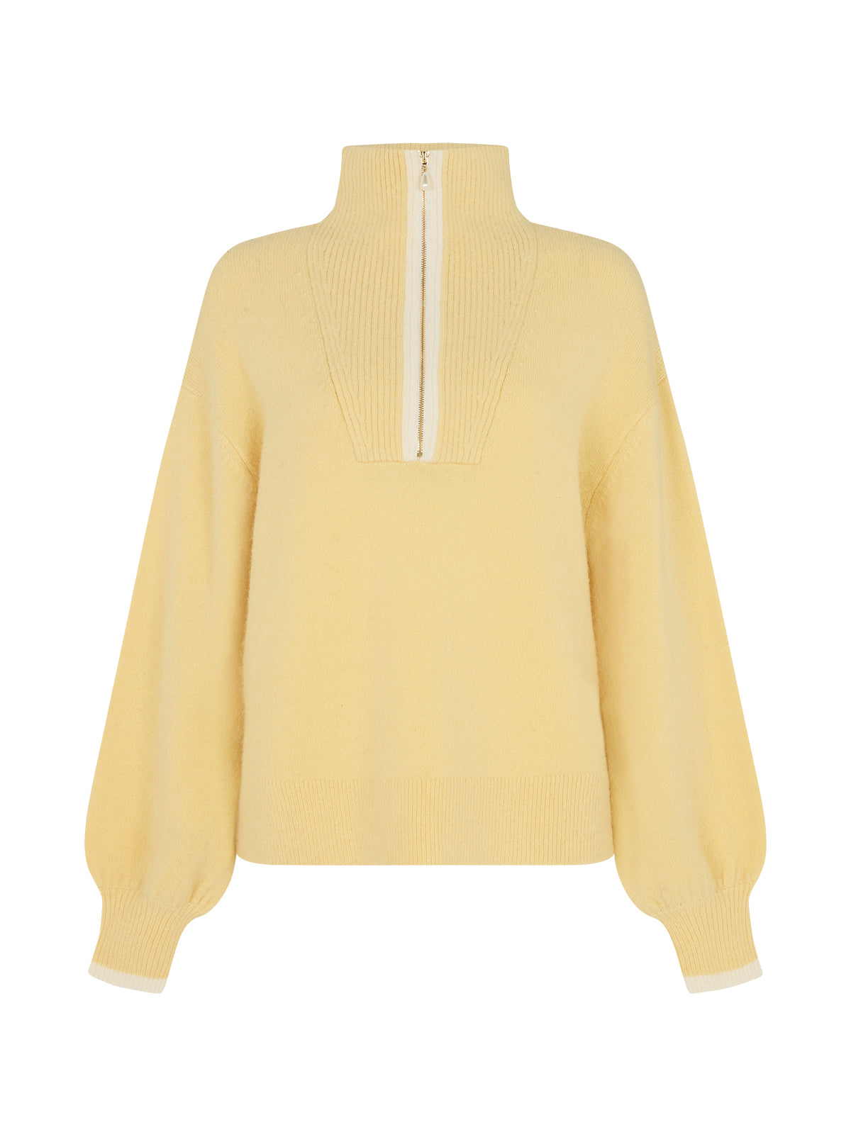 Lorna Alpaca Blend Yellow Zip Collar Sweater