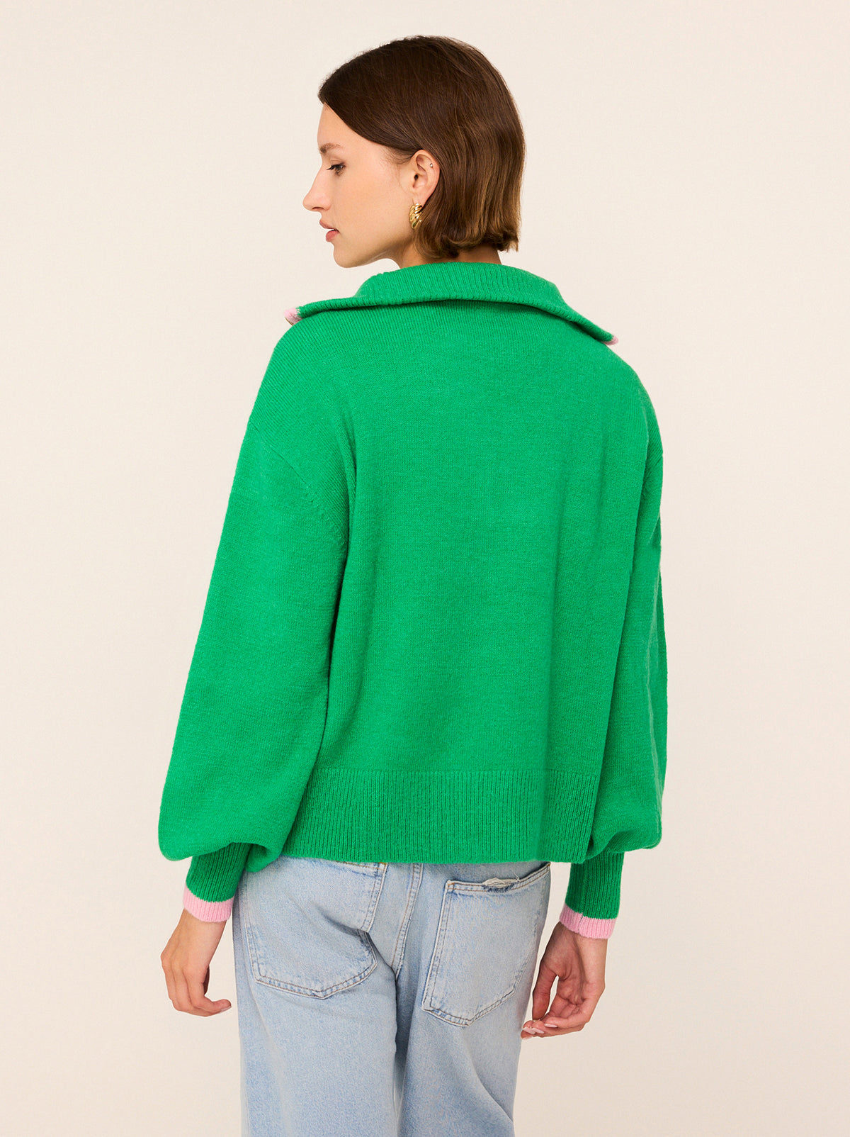 Lorna Green Alpaca Blend Zip Collar Sweater