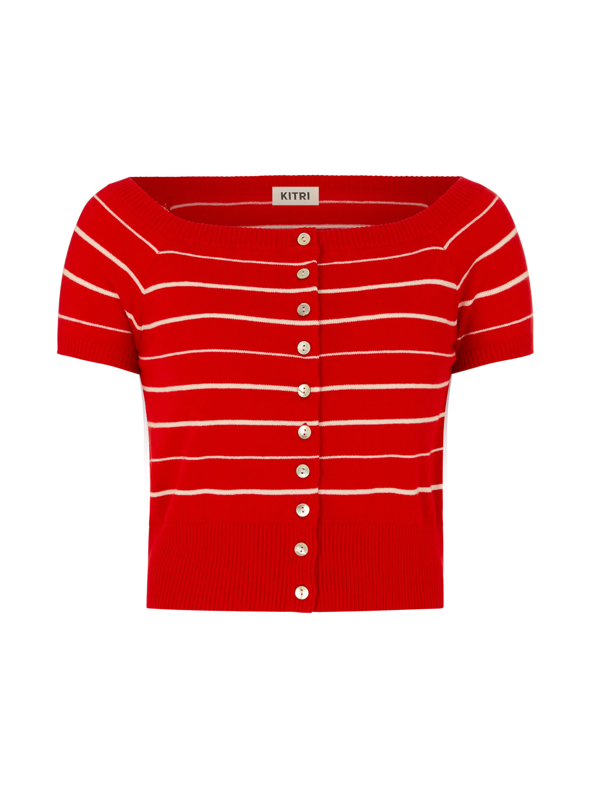Lyla Red Stripe Bardot Knit Top