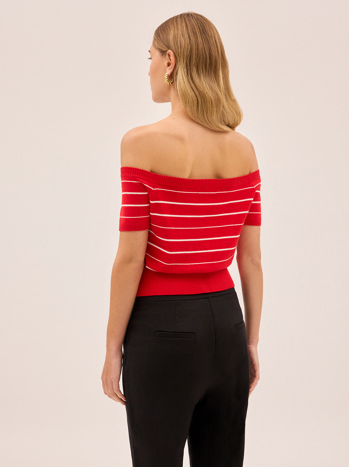 Lyla Red Stripe Bardot Knit Top
