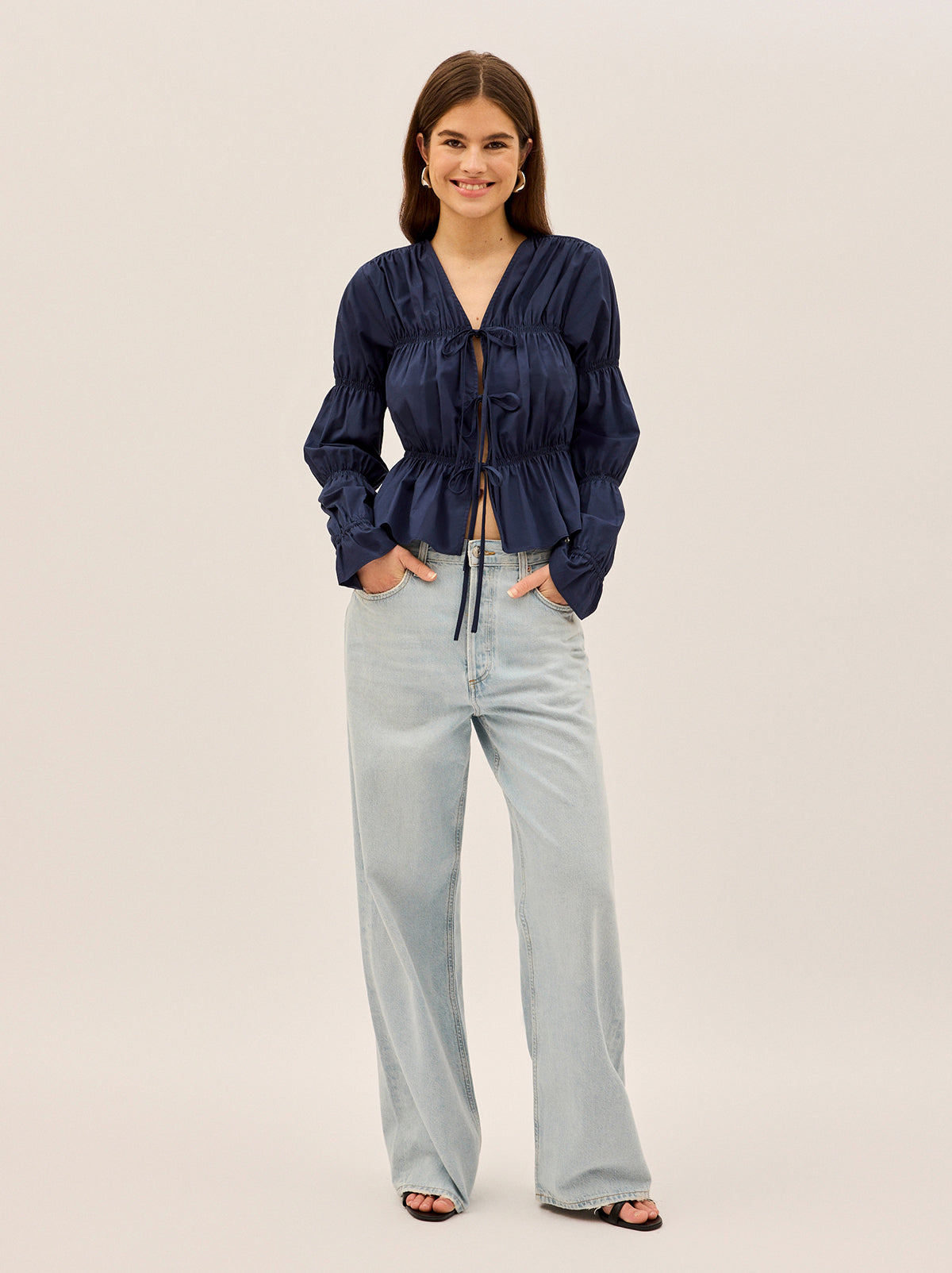 Maia Navy Cotton Top