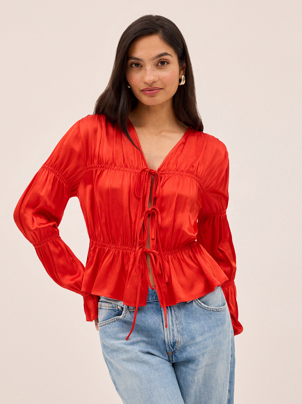 Maia Red Satin Top