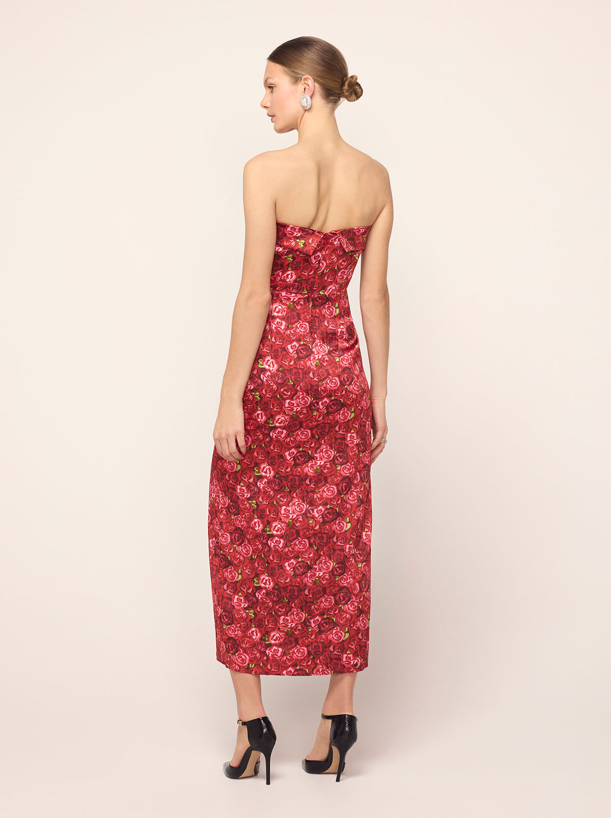 Marcelle Red Roses Print Dress