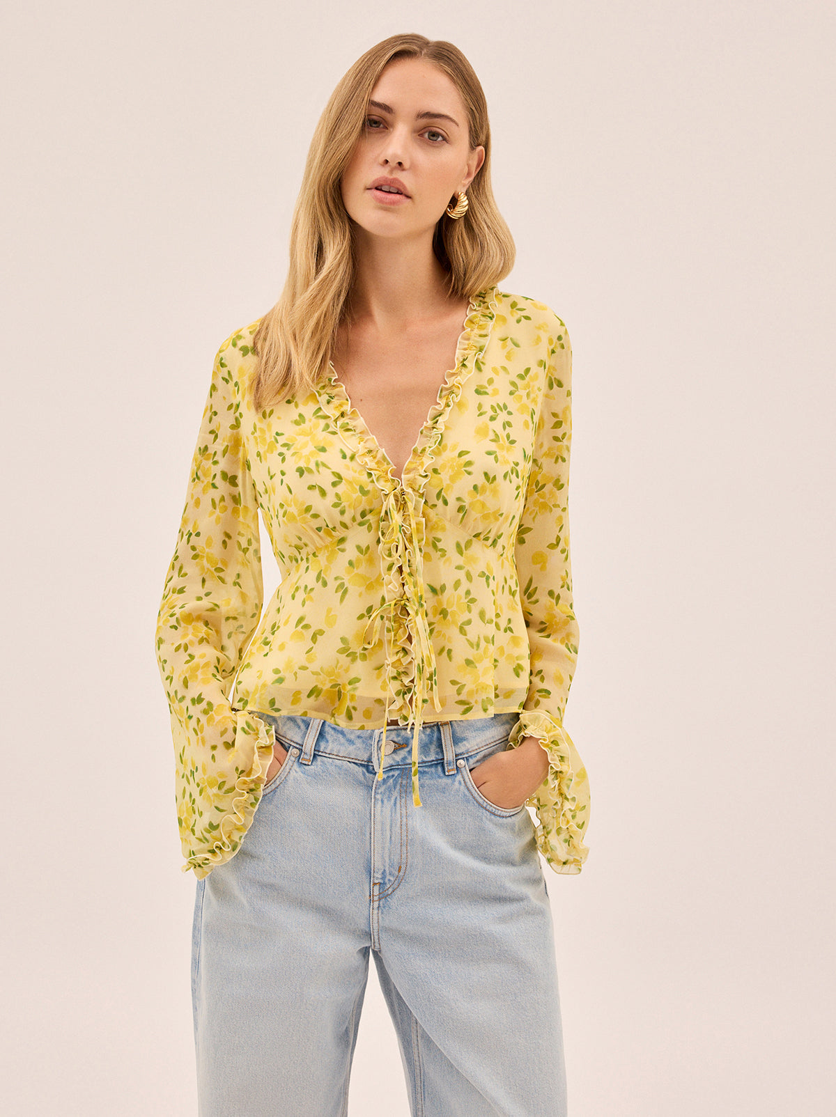 Marcia Butter Petal Print Top