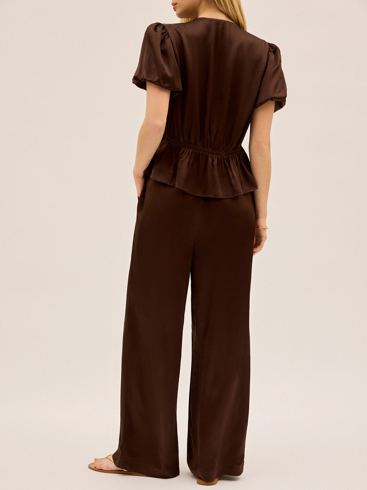 Margaret Chocolate Satin Trousers