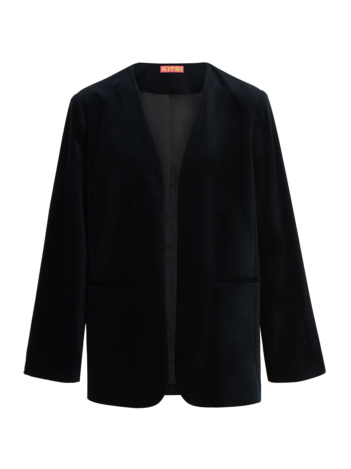 Marlene Black Velvet Feather Blazer