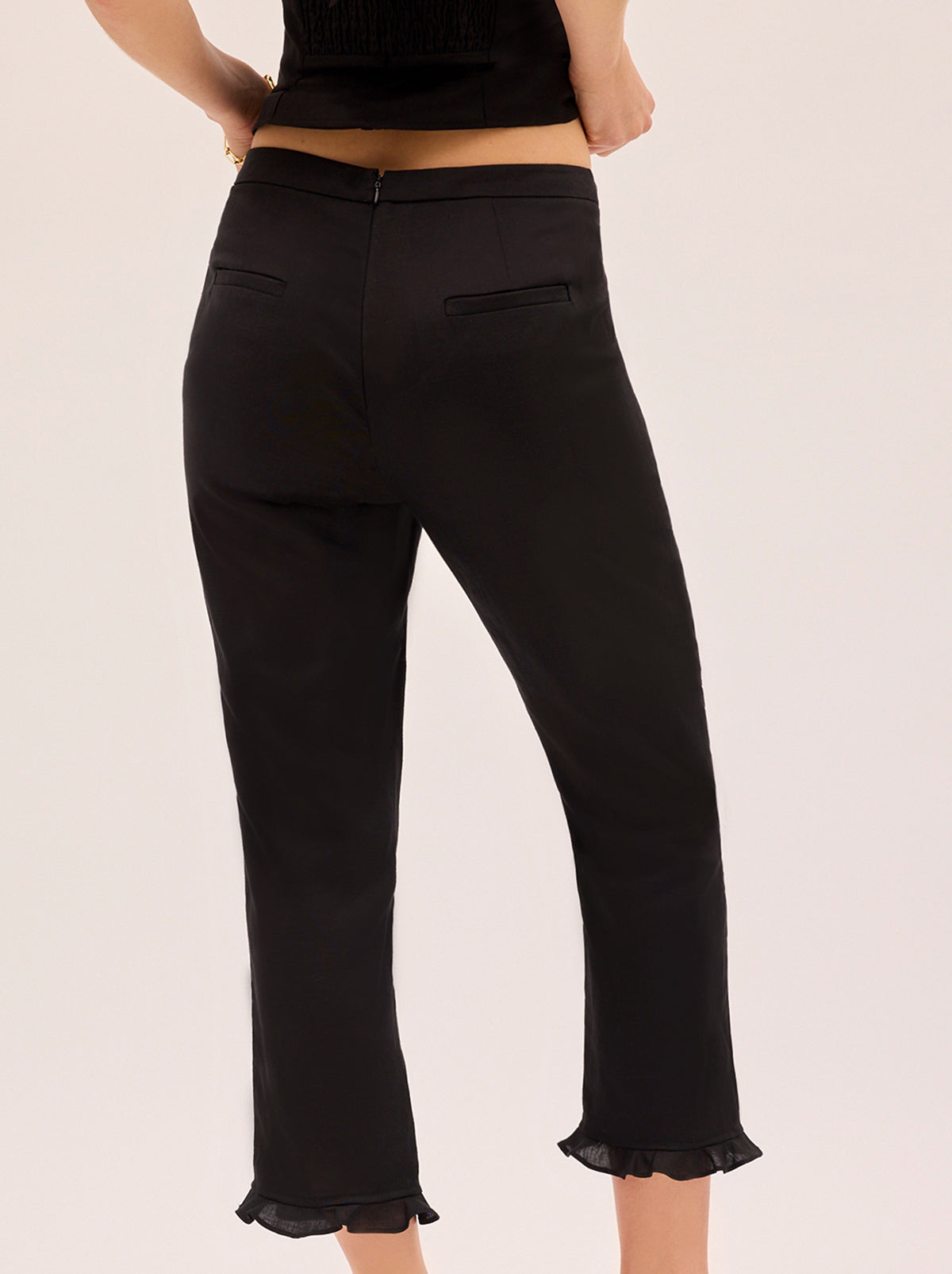 Martha Black Linen Blend Capri Trousers