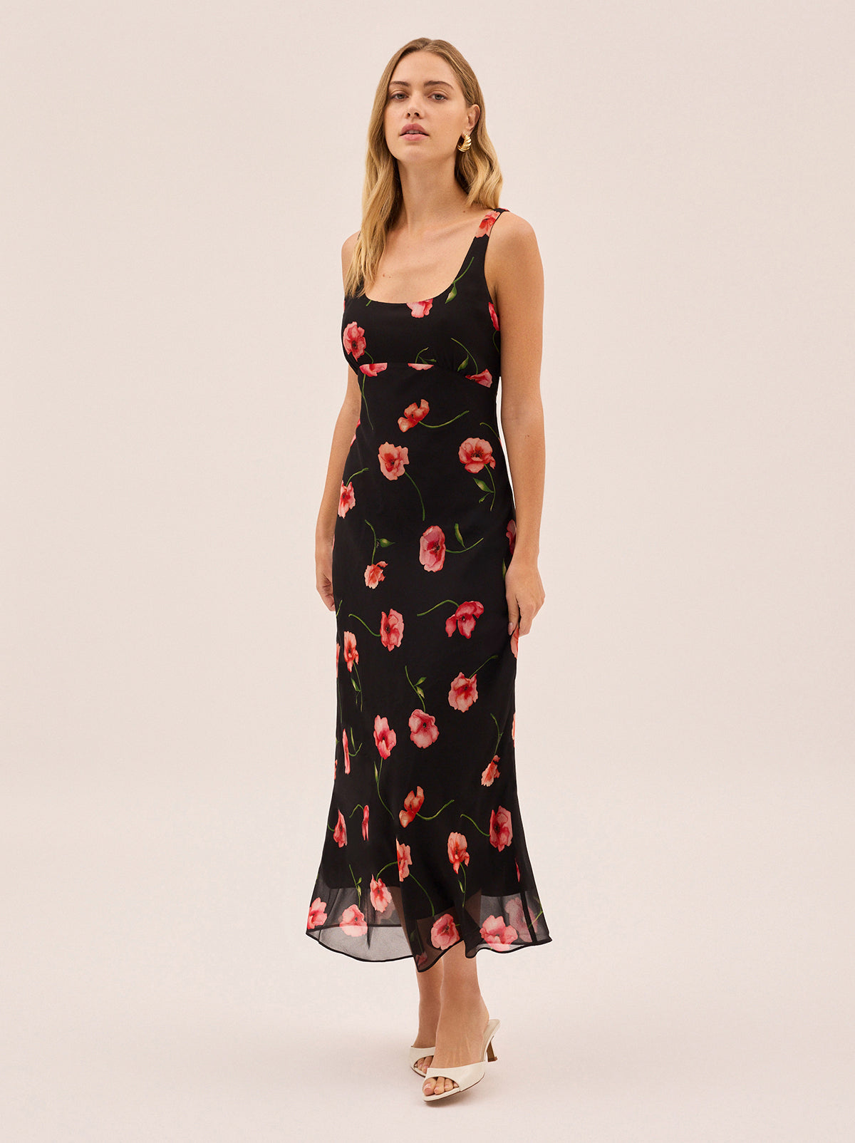 Miranda Black Poppy Print Dress