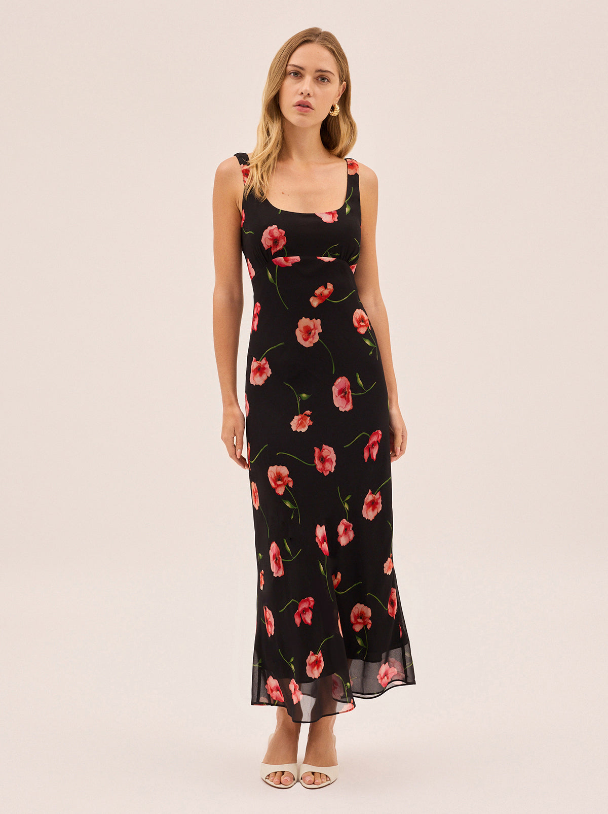 Miranda Black Poppy Print Dress