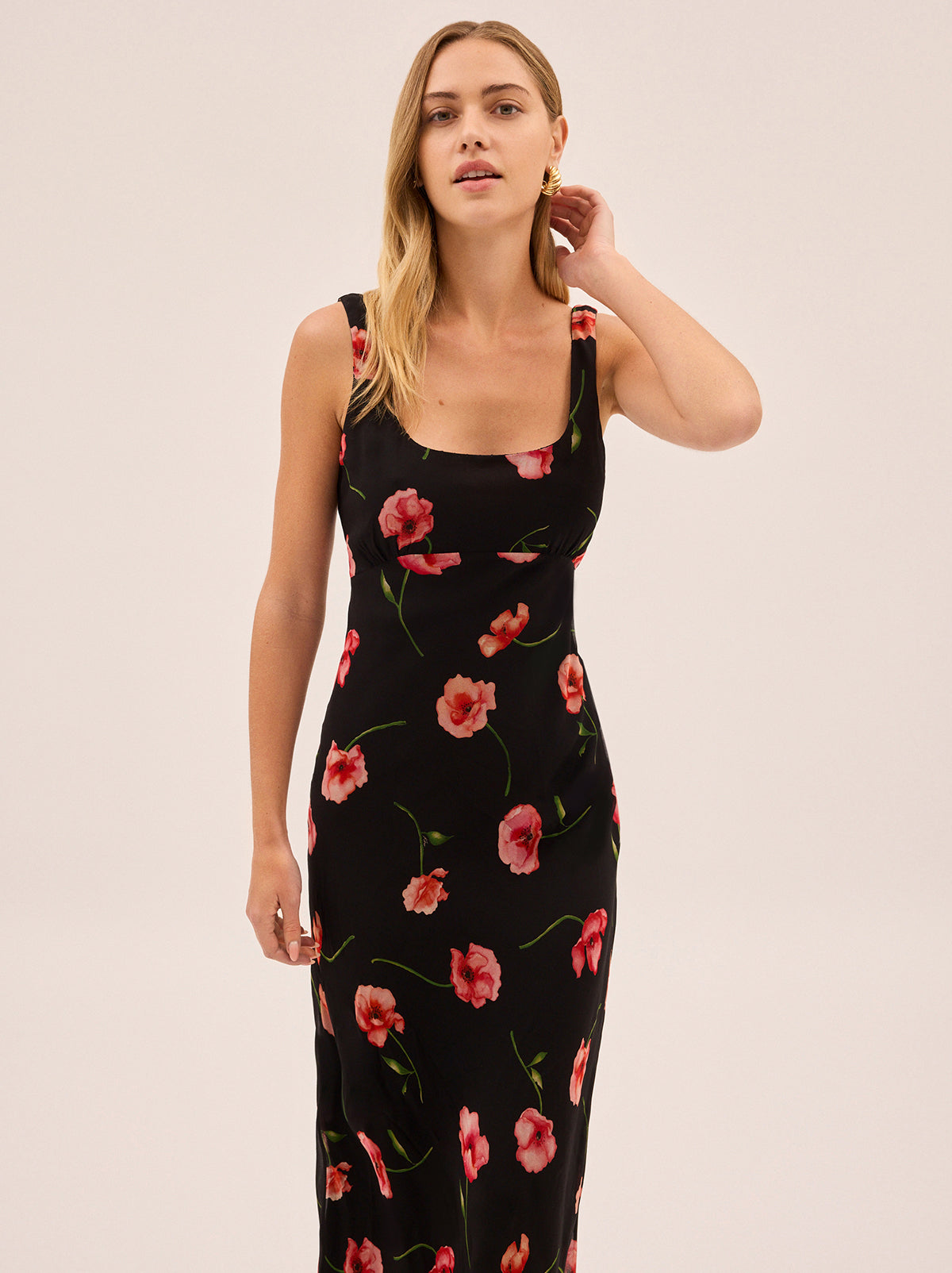 Miranda Black Poppy Print Dress