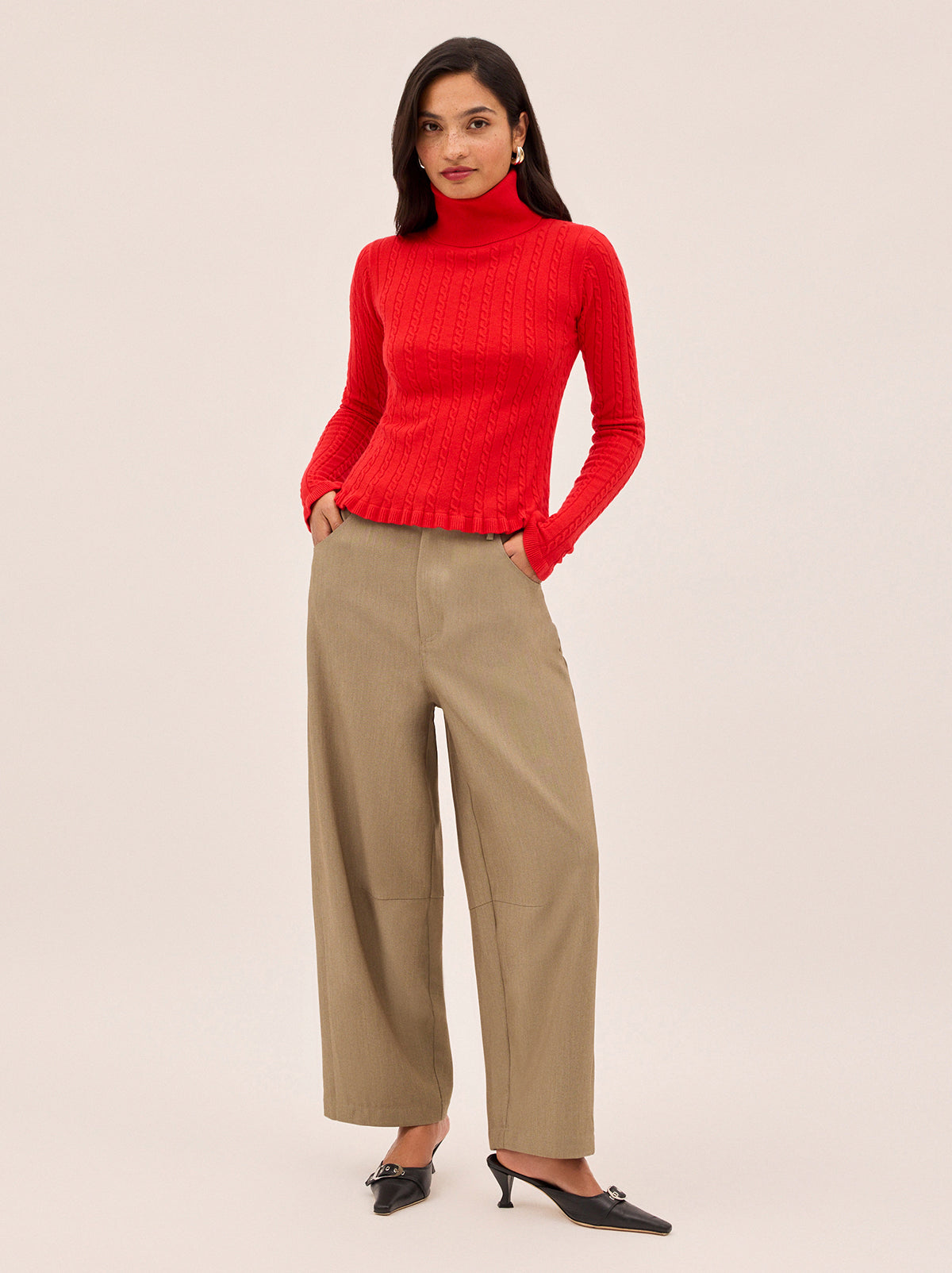 Nella Red Wool-Blend Roll Neck Jumper