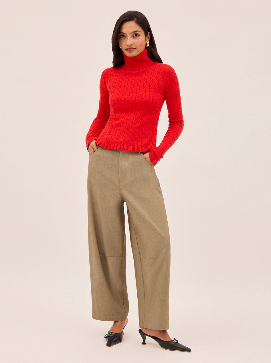 Nella Red Wool-Blend Roll Neck Jumper