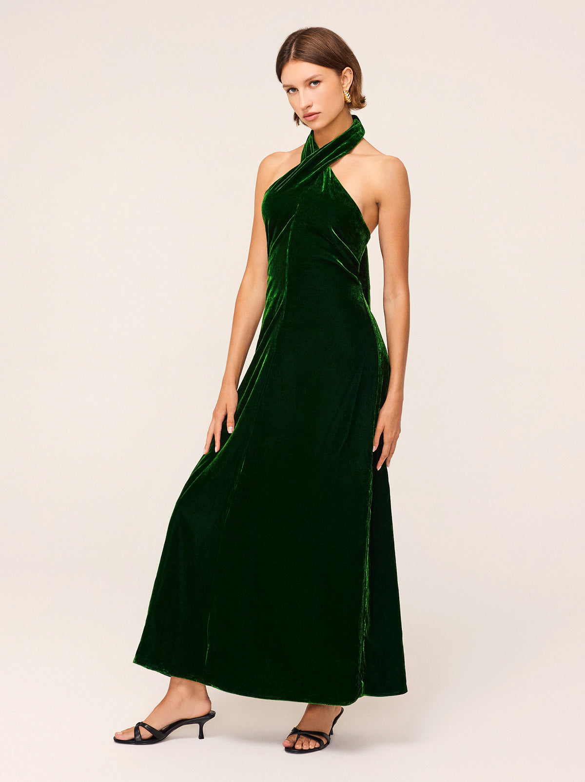 Neve Green Velvet Halter Dress