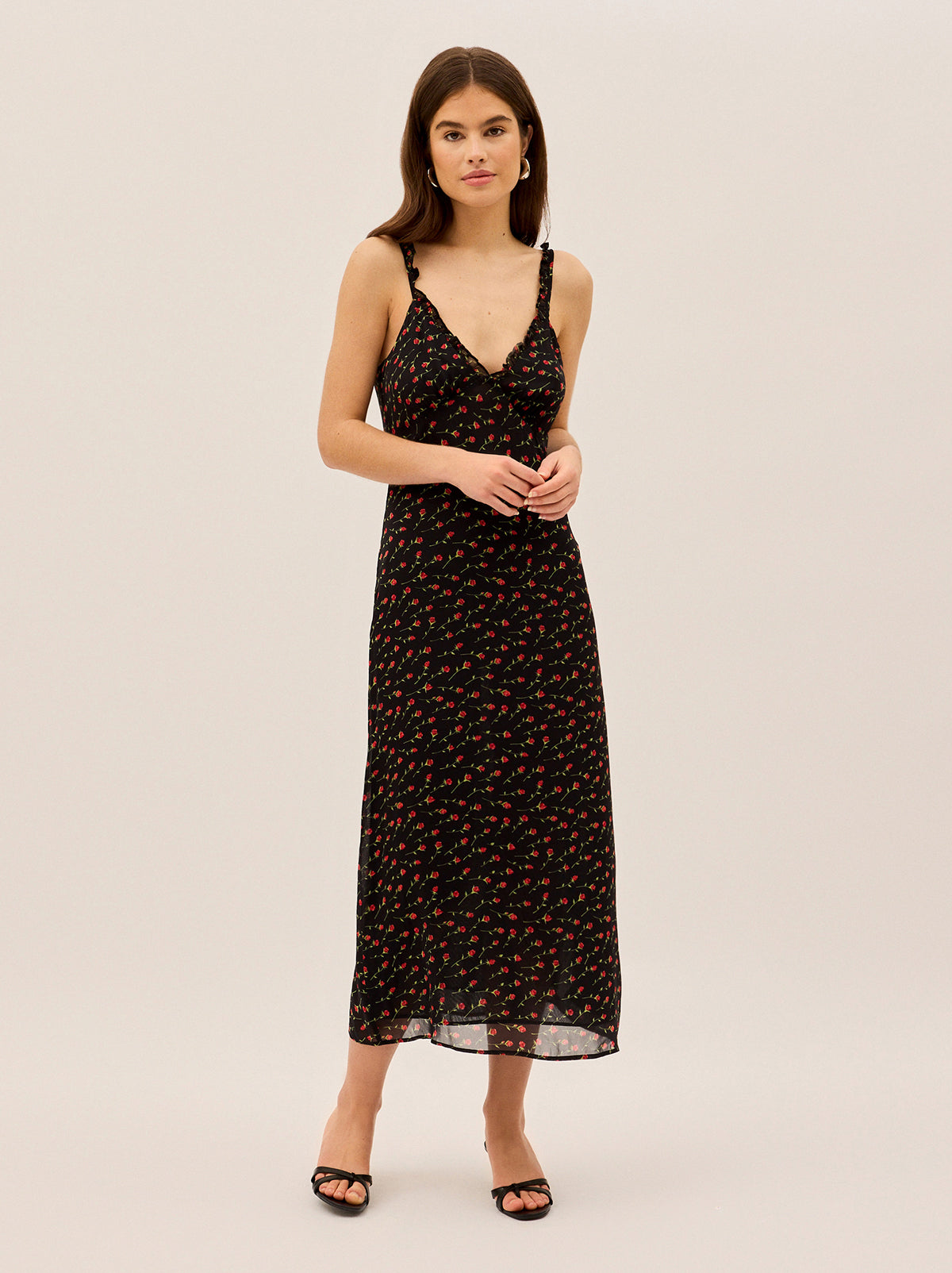 Norah Black Rose Print Dress