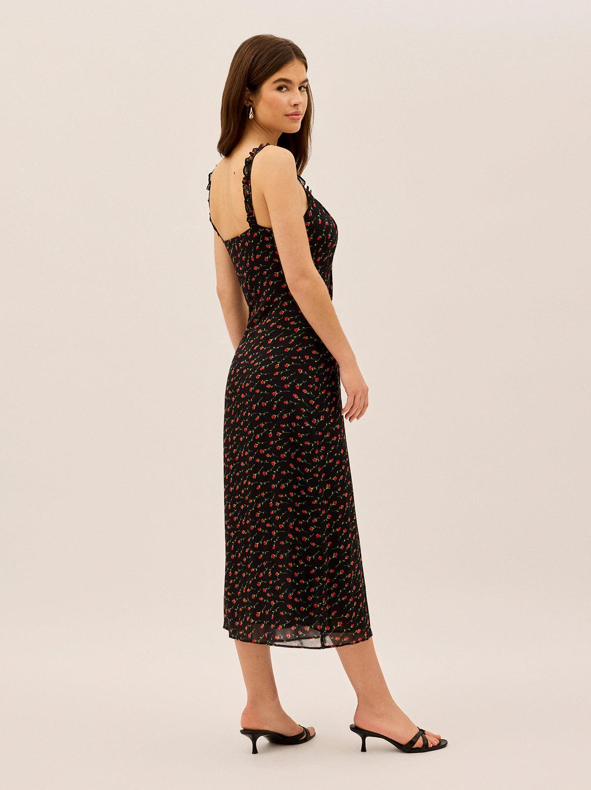 Norah Black Rose Print Dress