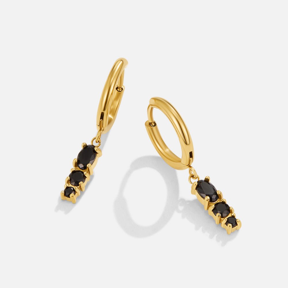 Obsidian Drop Hoop Earrings