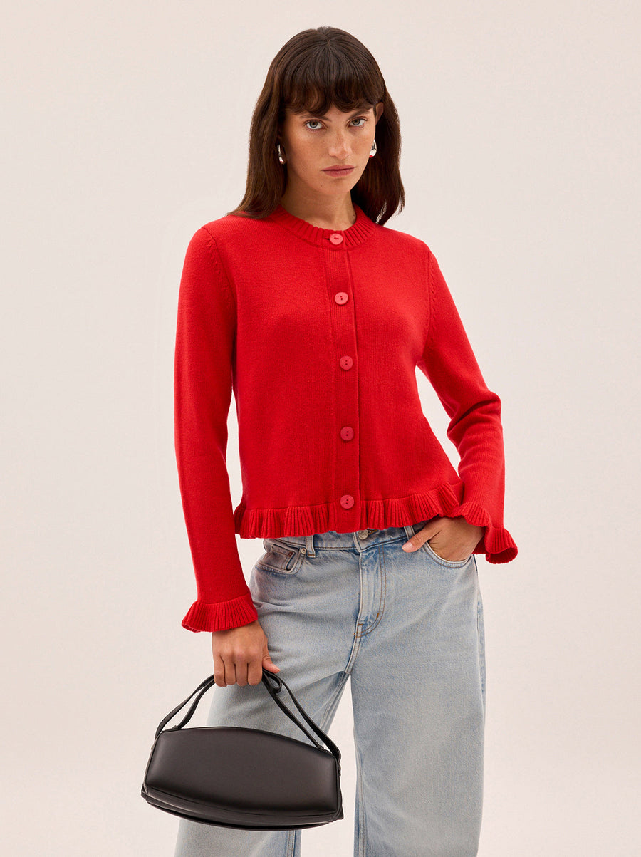 Odile Red Knit Cardigan