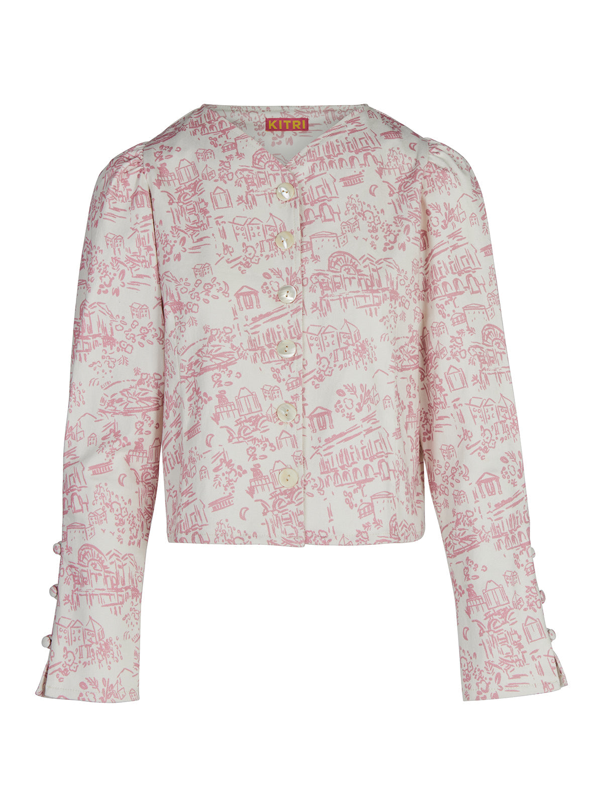 Olivia Pink Theatre Print Denim Top