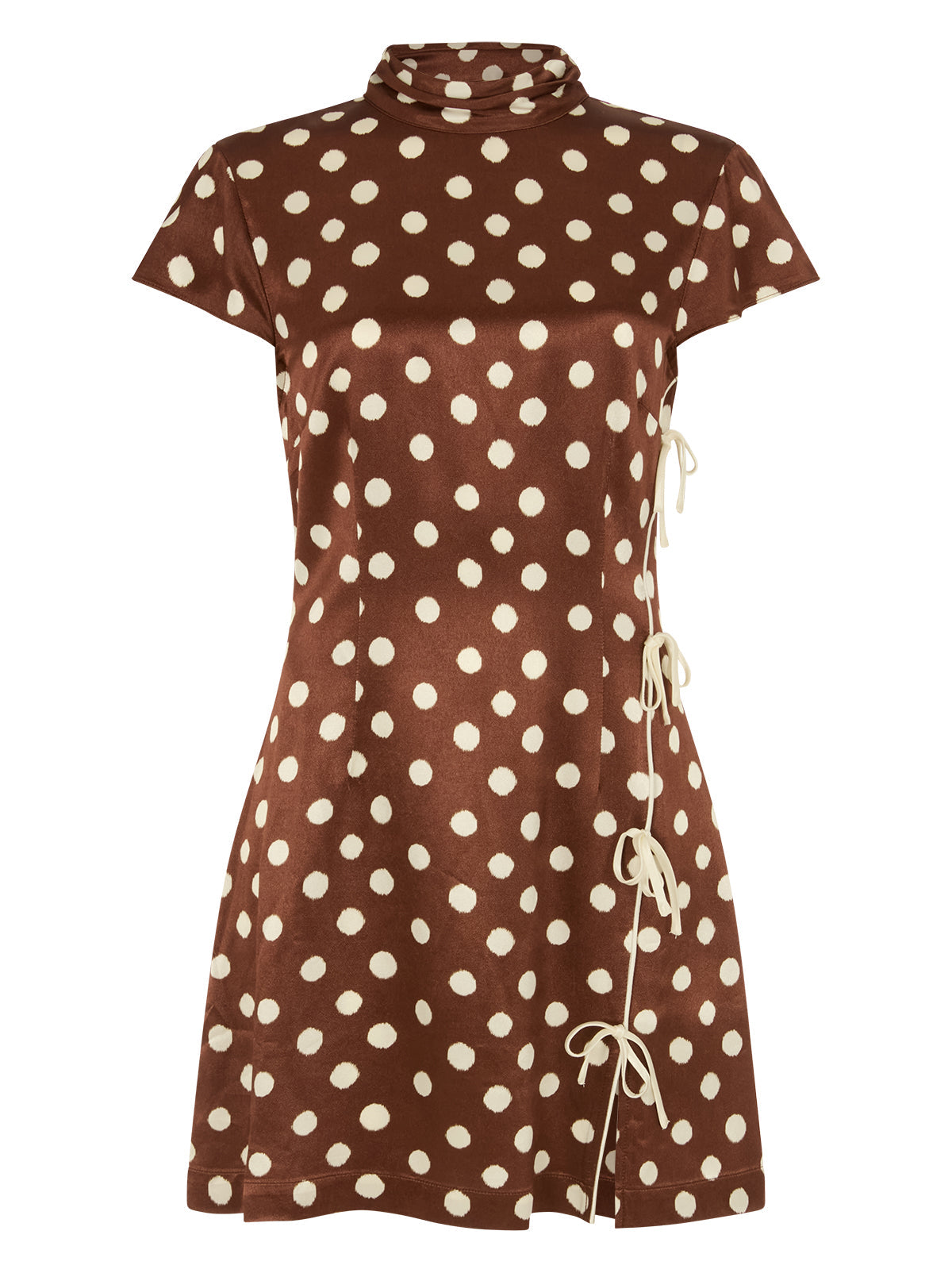 Paloma Chocolate Blurred Polka Dot Print Mini Dress