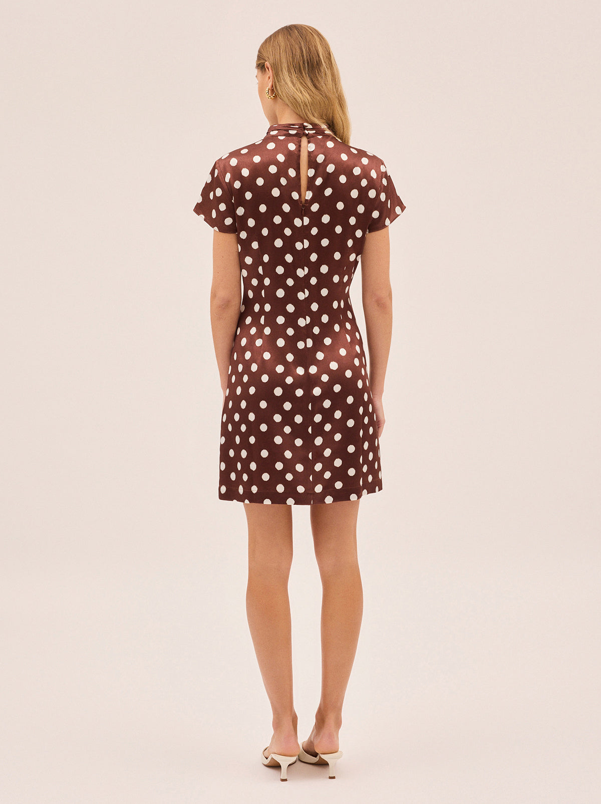 Paloma Chocolate Blurred Polka Dot Print Mini Dress