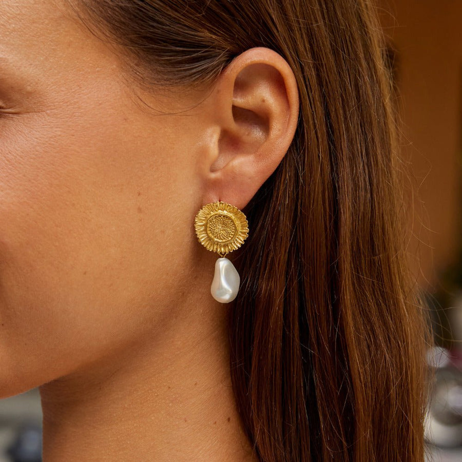 Pearl Blossom Drop Earrings