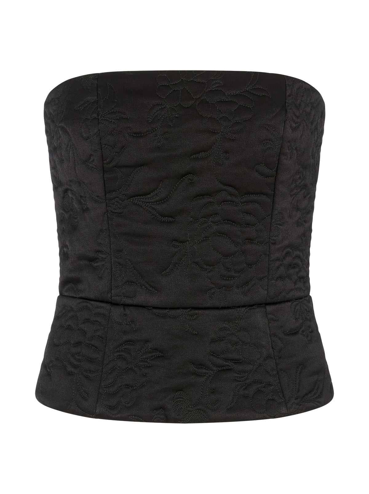 Petra Black Quilted Satin Bandeau Top