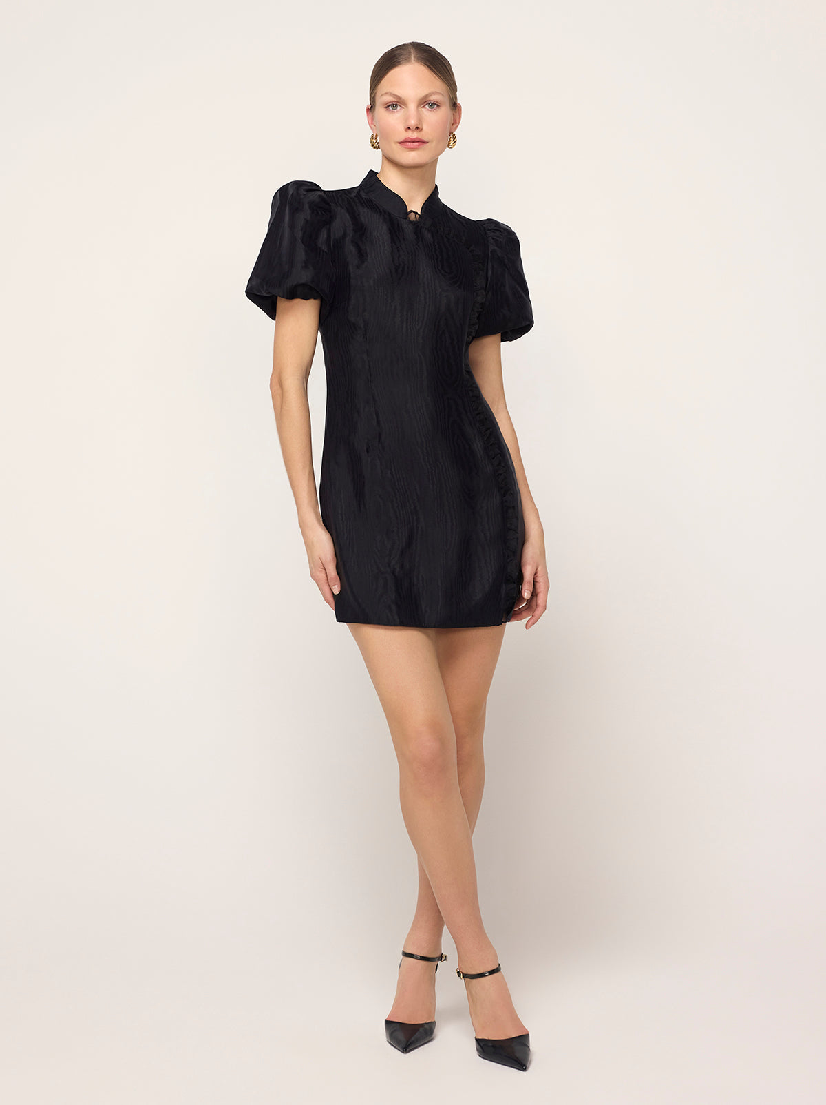 Philippa Black Moire Mini Dress
