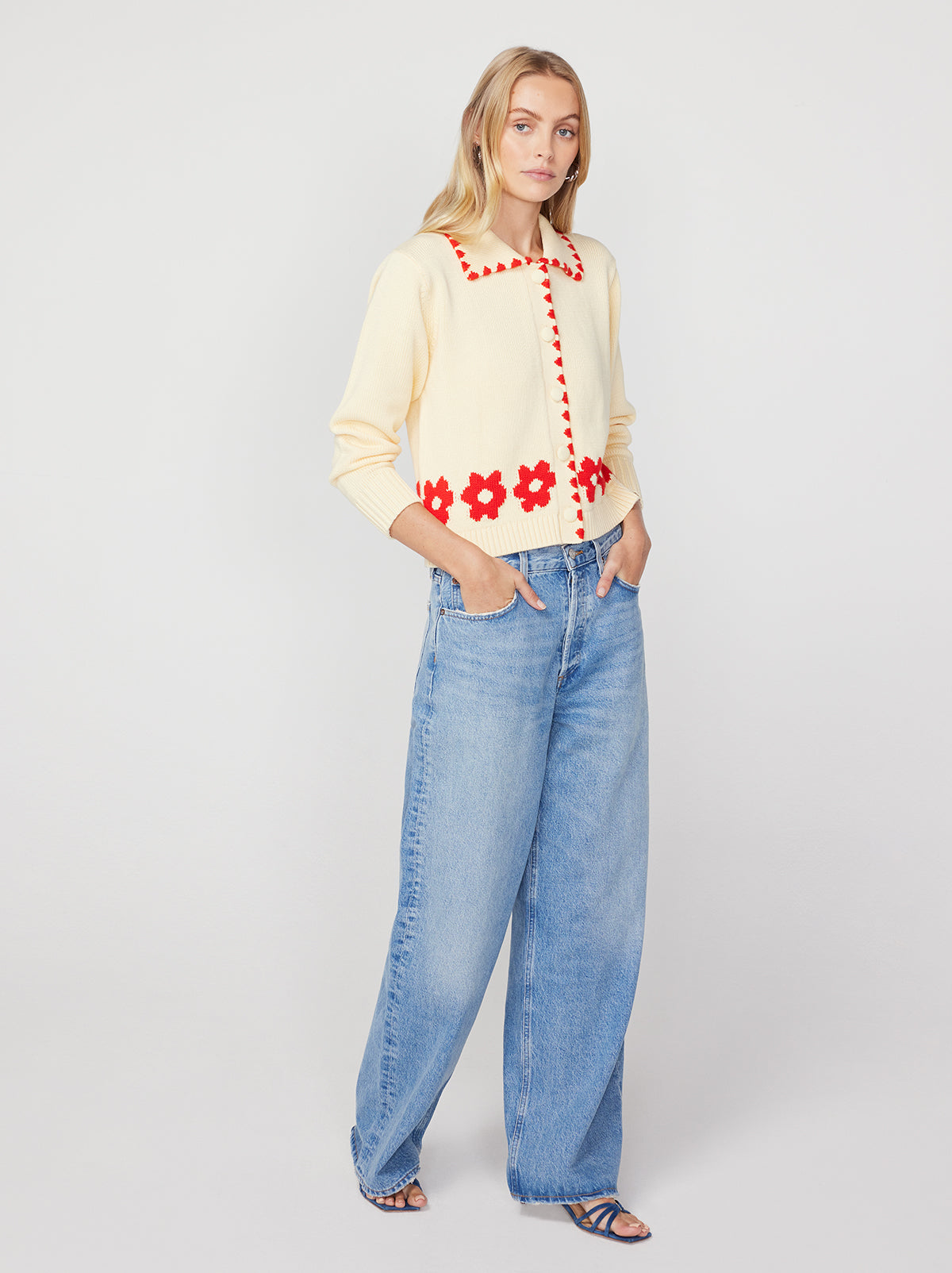 Polly Red Tiled Floral Cardigan