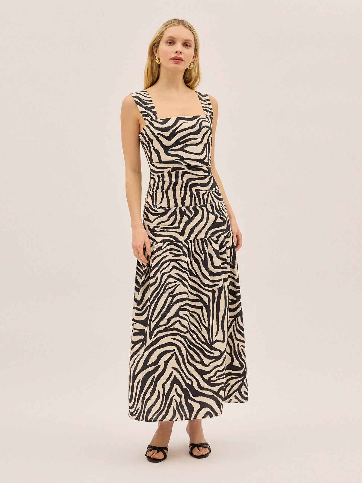 Reese Cotton Linen Zebra Print Dress