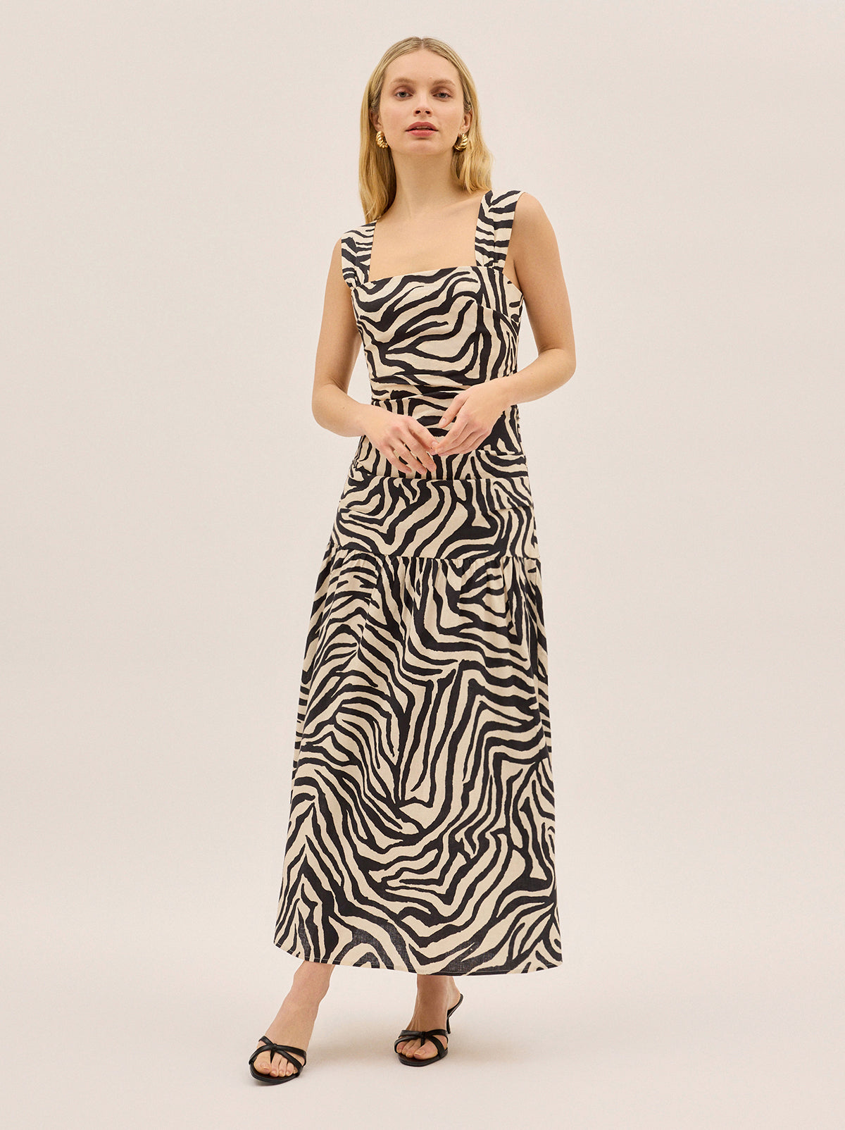Reese Cotton Linen Zebra Print Dress