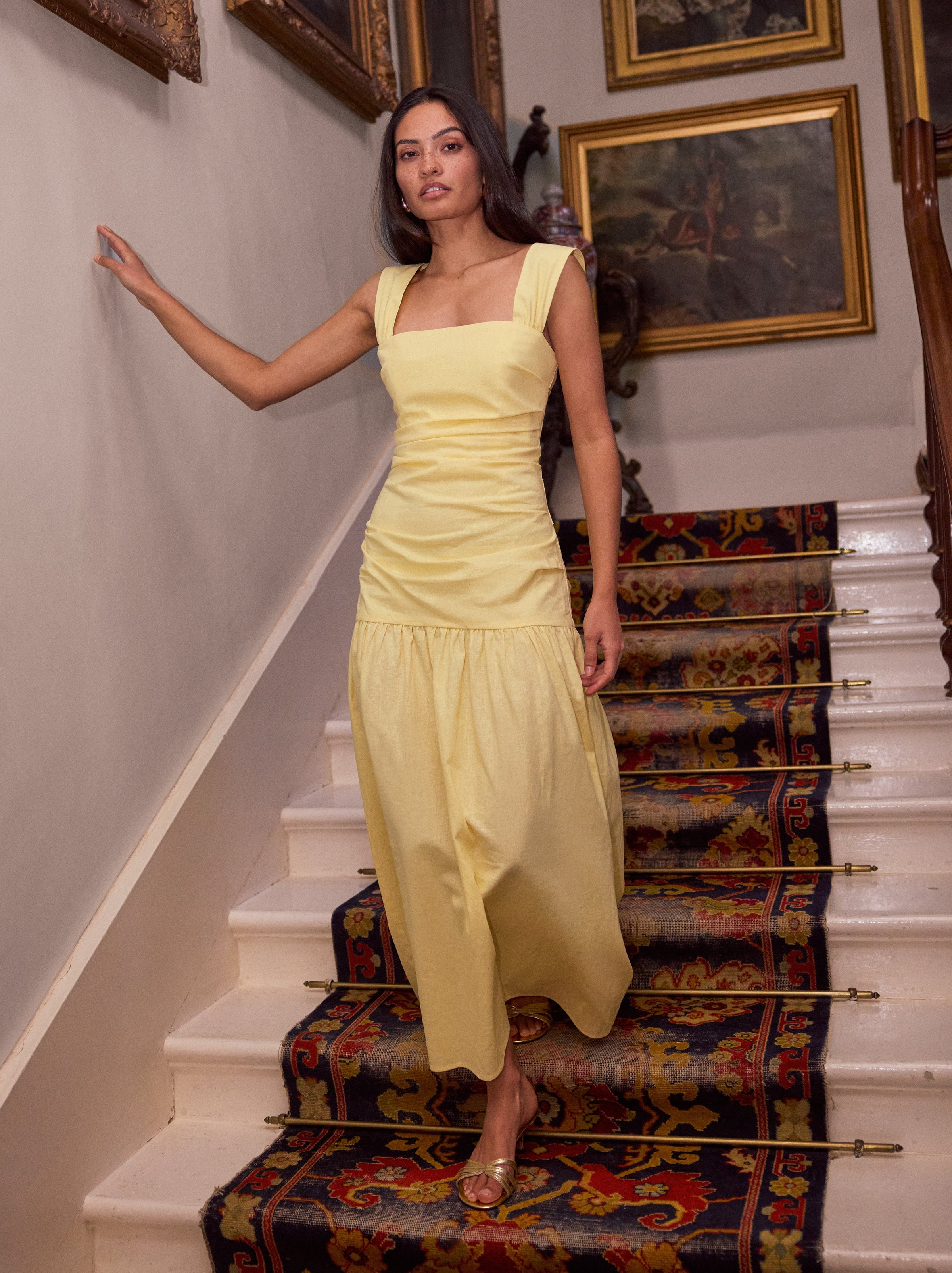 Reese Pastel Yellow Cotton Linen Dress