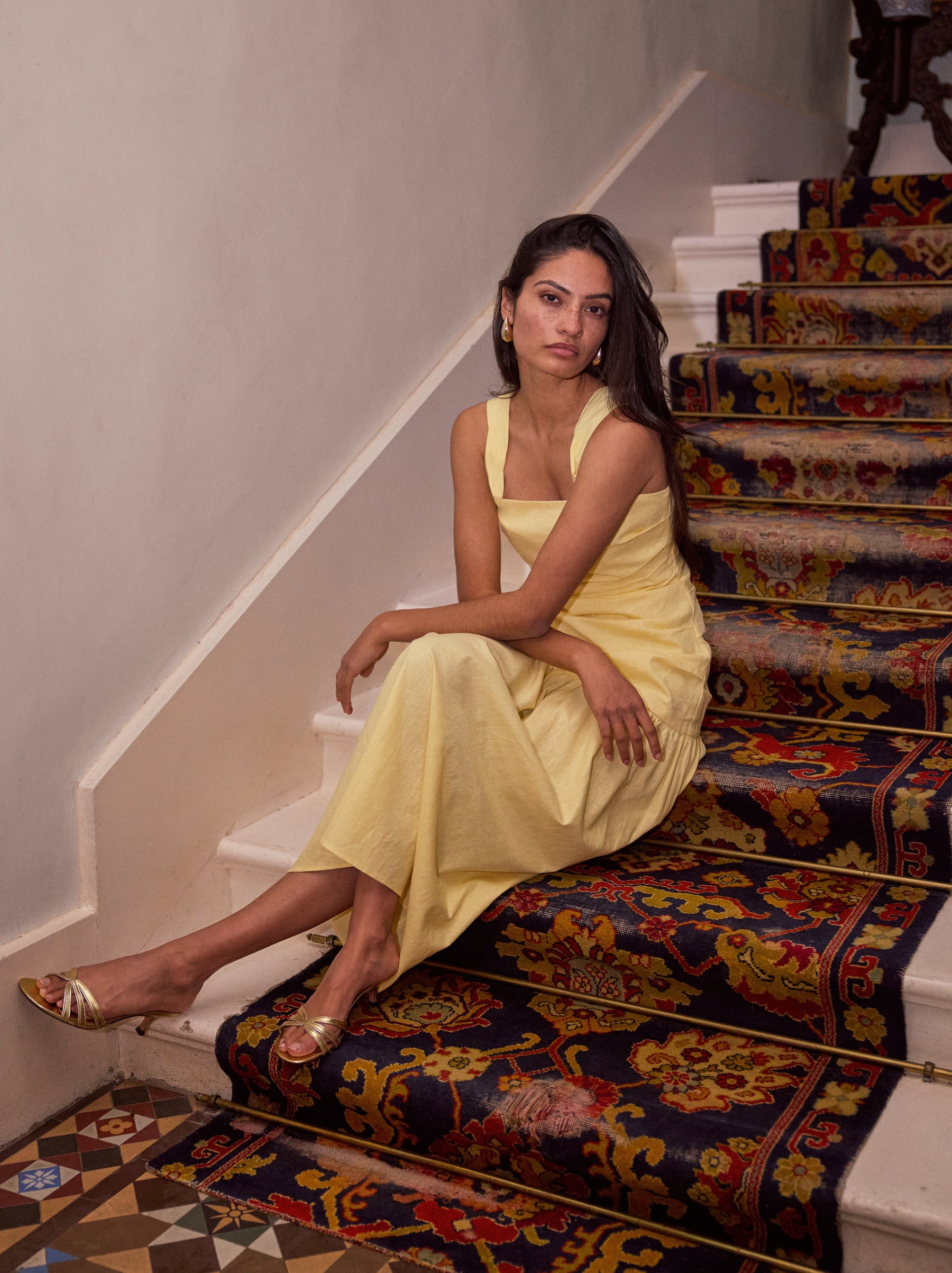 Reese Pastel Yellow Cotton Linen Dress