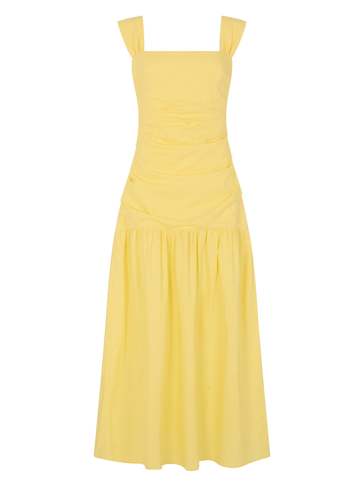 Reese Pastel Yellow Cotton Linen Dress