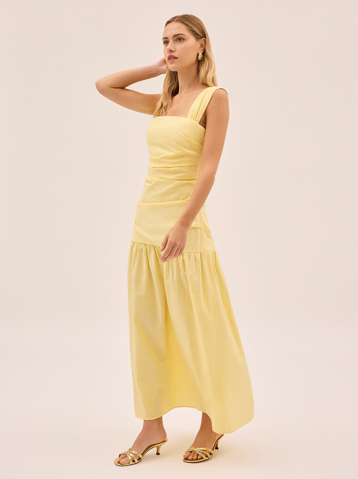 Reese Pastel Yellow Cotton Linen Dress