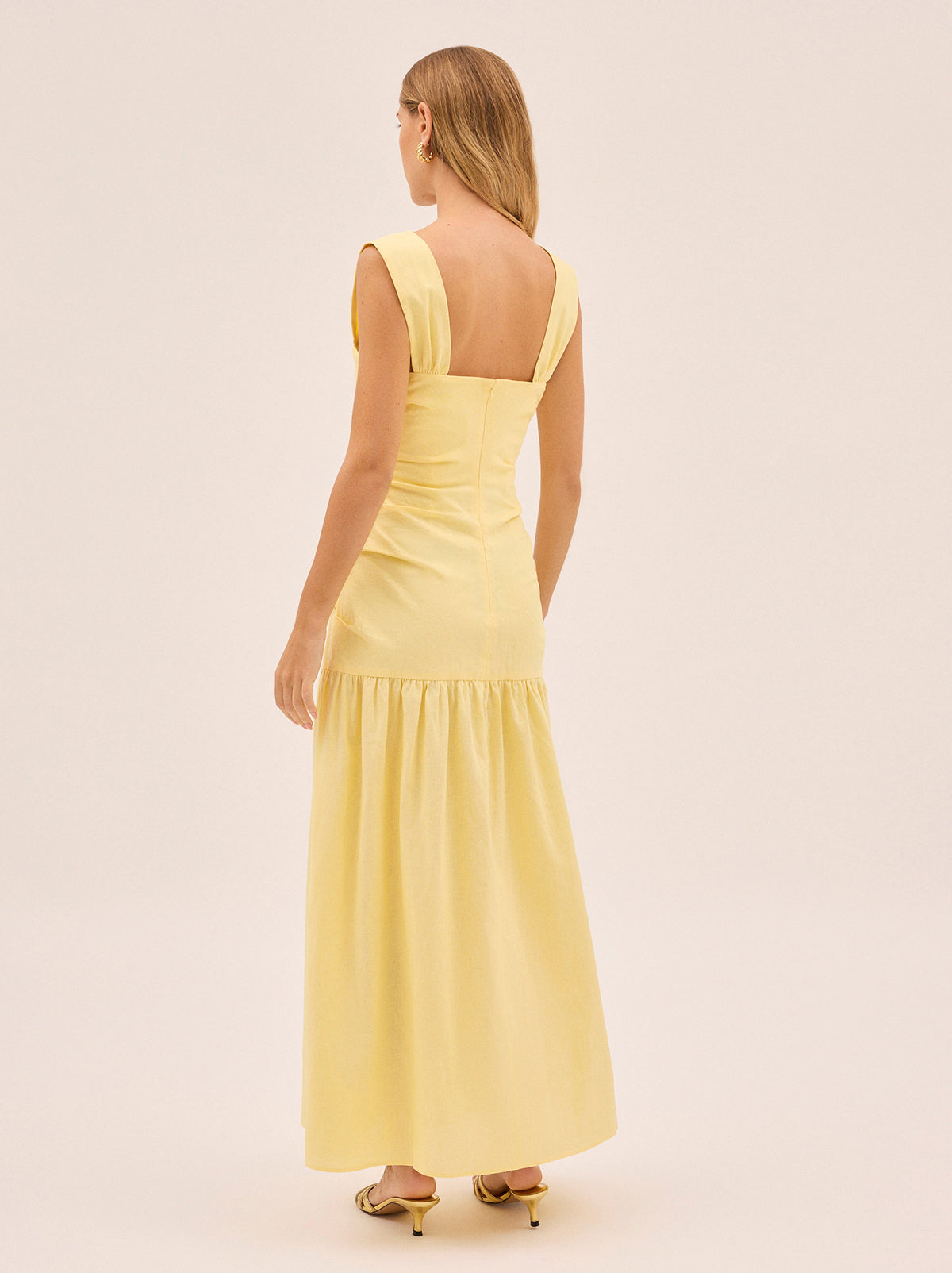 Reese Pastel Yellow Cotton Linen Dress