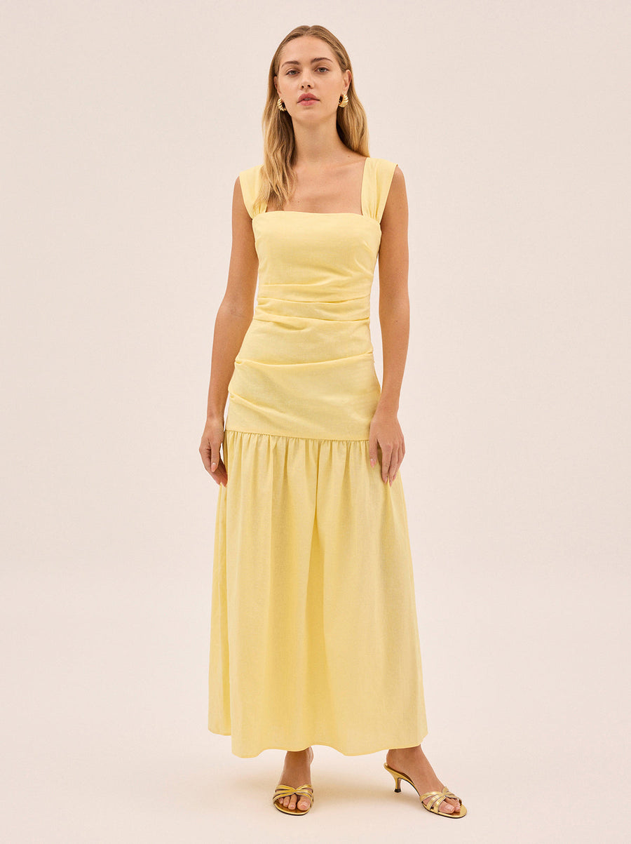 Reese Pastel Yellow Cotton Linen Dress