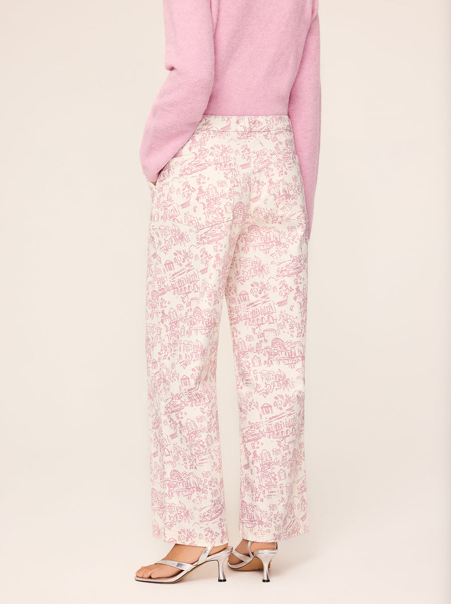 Remi Pink Theatre Print Denim Trousers