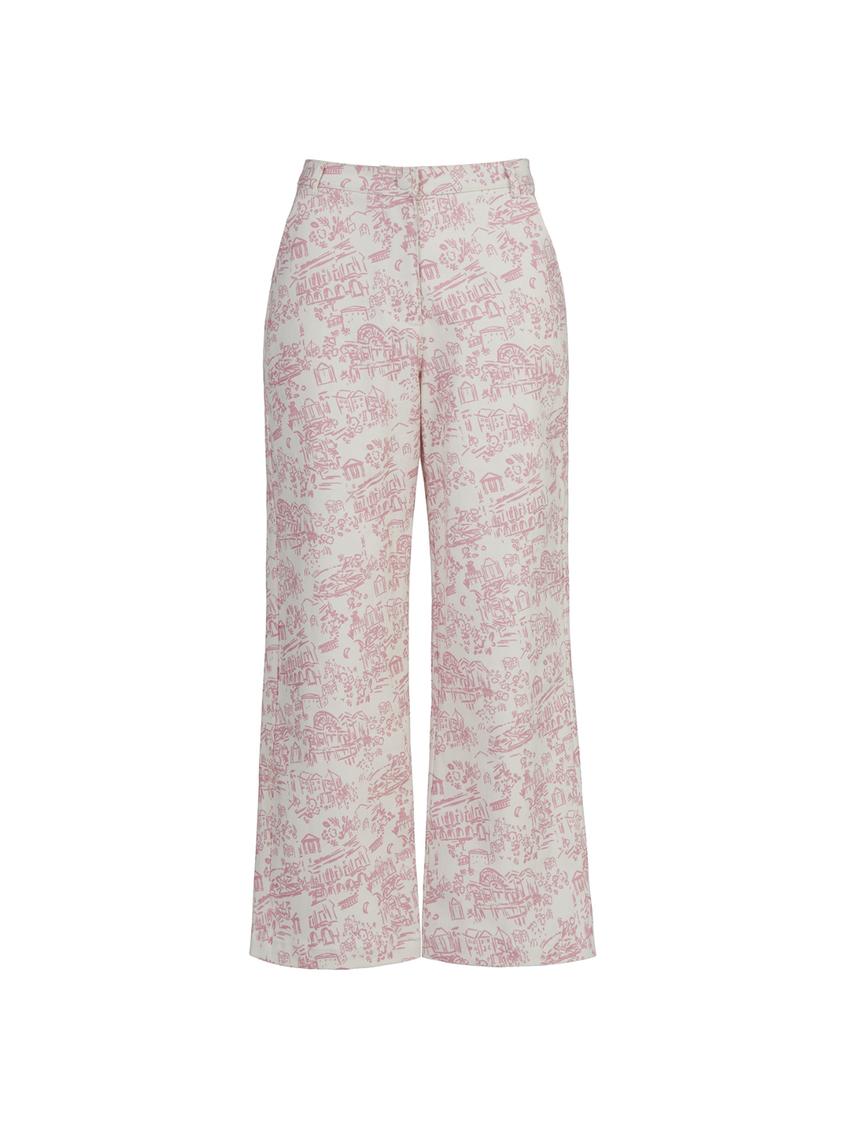 Remi Pink Theatre Print Denim Trousers